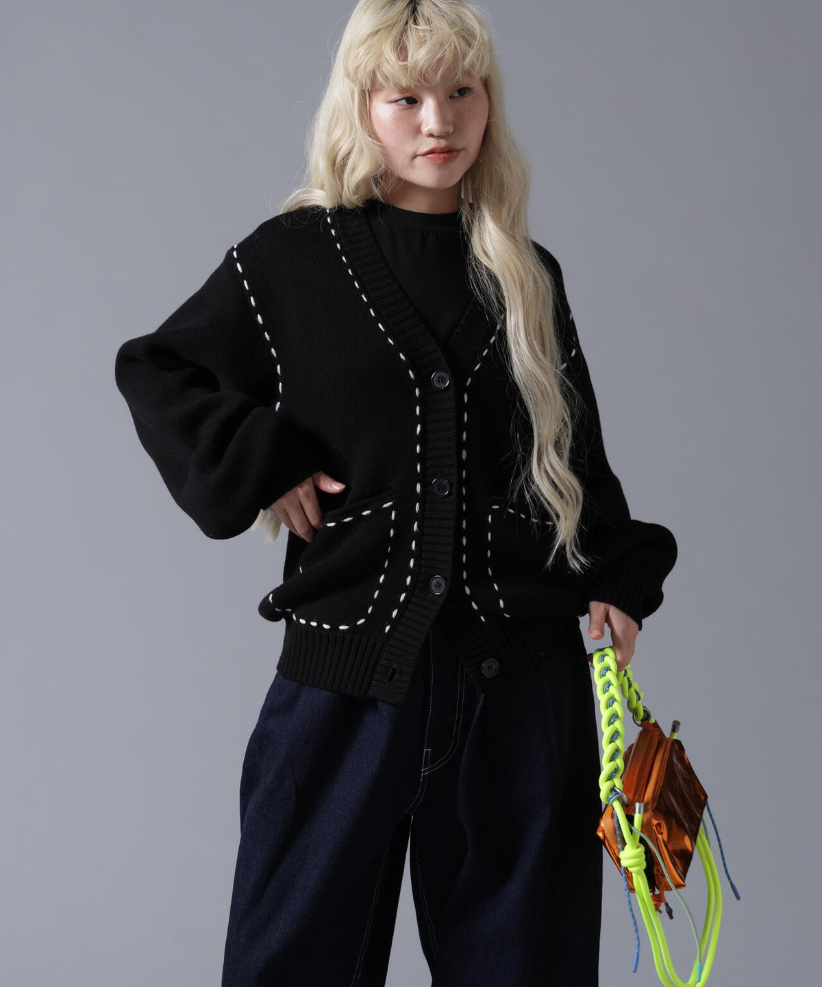 B omnivore/ビーオムニボー STITCH KNIT CARDIGAN