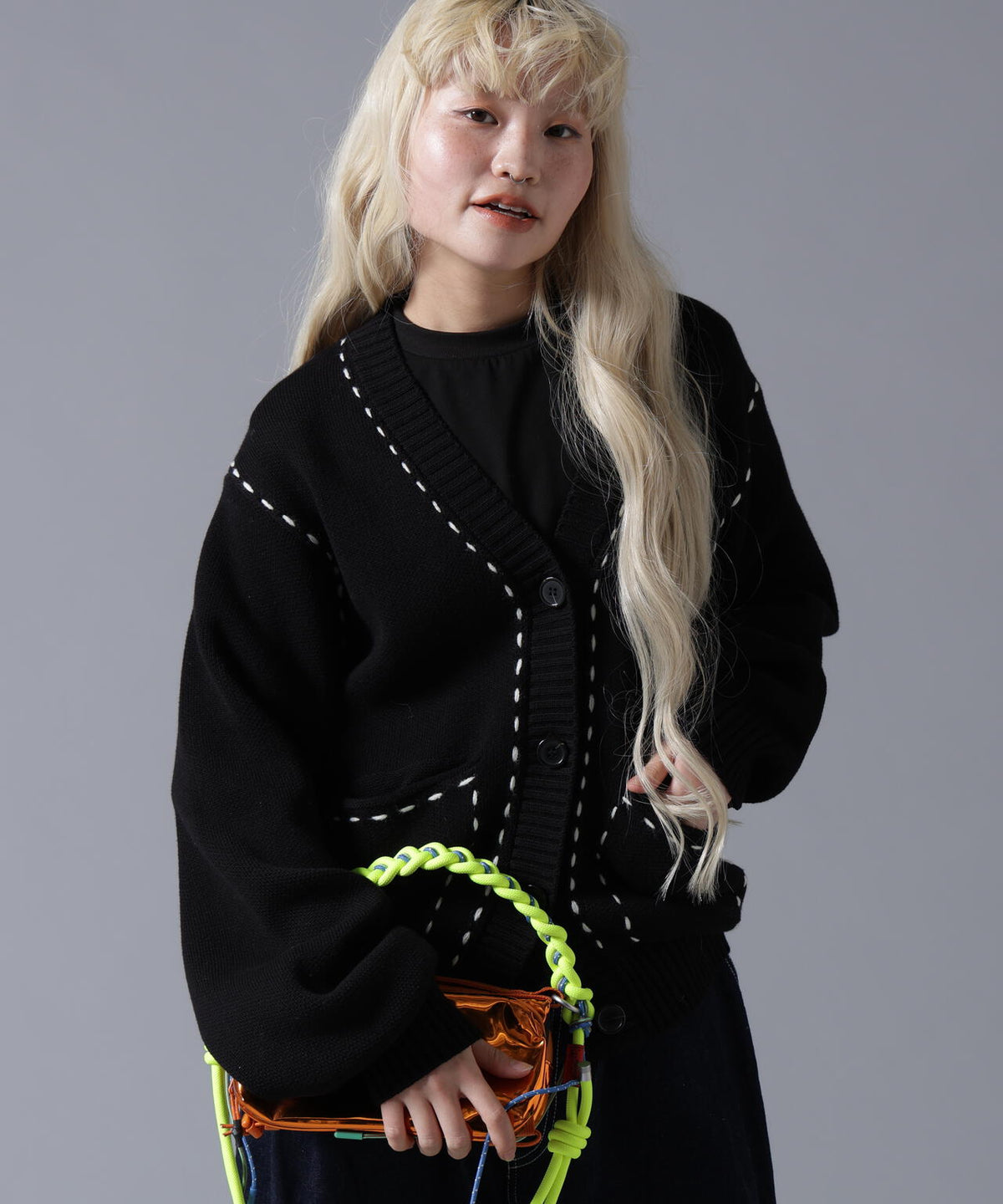B omnivore/ビーオムニボー STITCH KNIT CARDIGAN