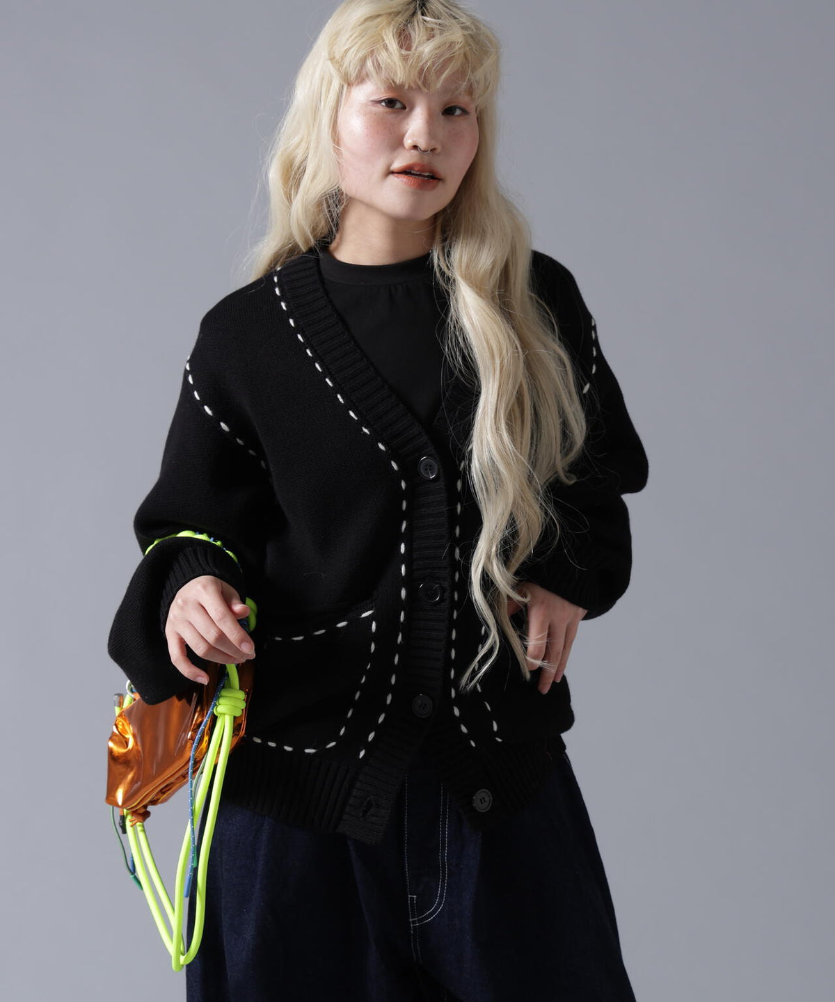B omnivore/ビーオムニボー STITCH KNIT CARDIGAN