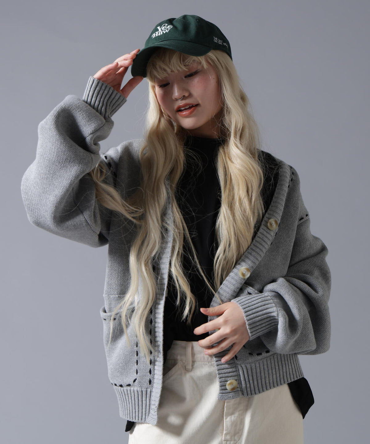 B omnivore/ビーオムニボー STITCH KNIT CARDIGAN