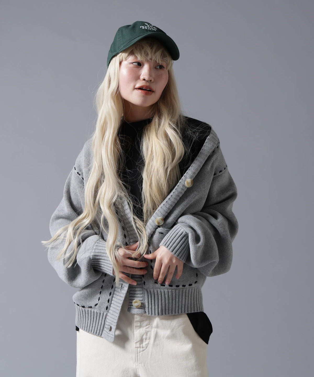 B omnivore/ビーオムニボー STITCH KNIT CARDIGAN