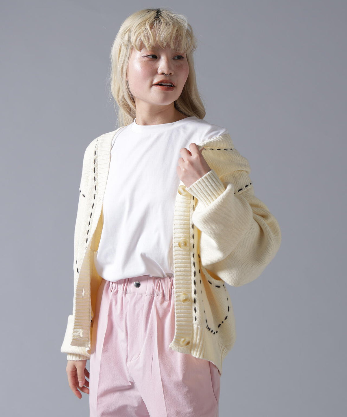 B omnivore/ビーオムニボー STITCH KNIT CARDIGAN