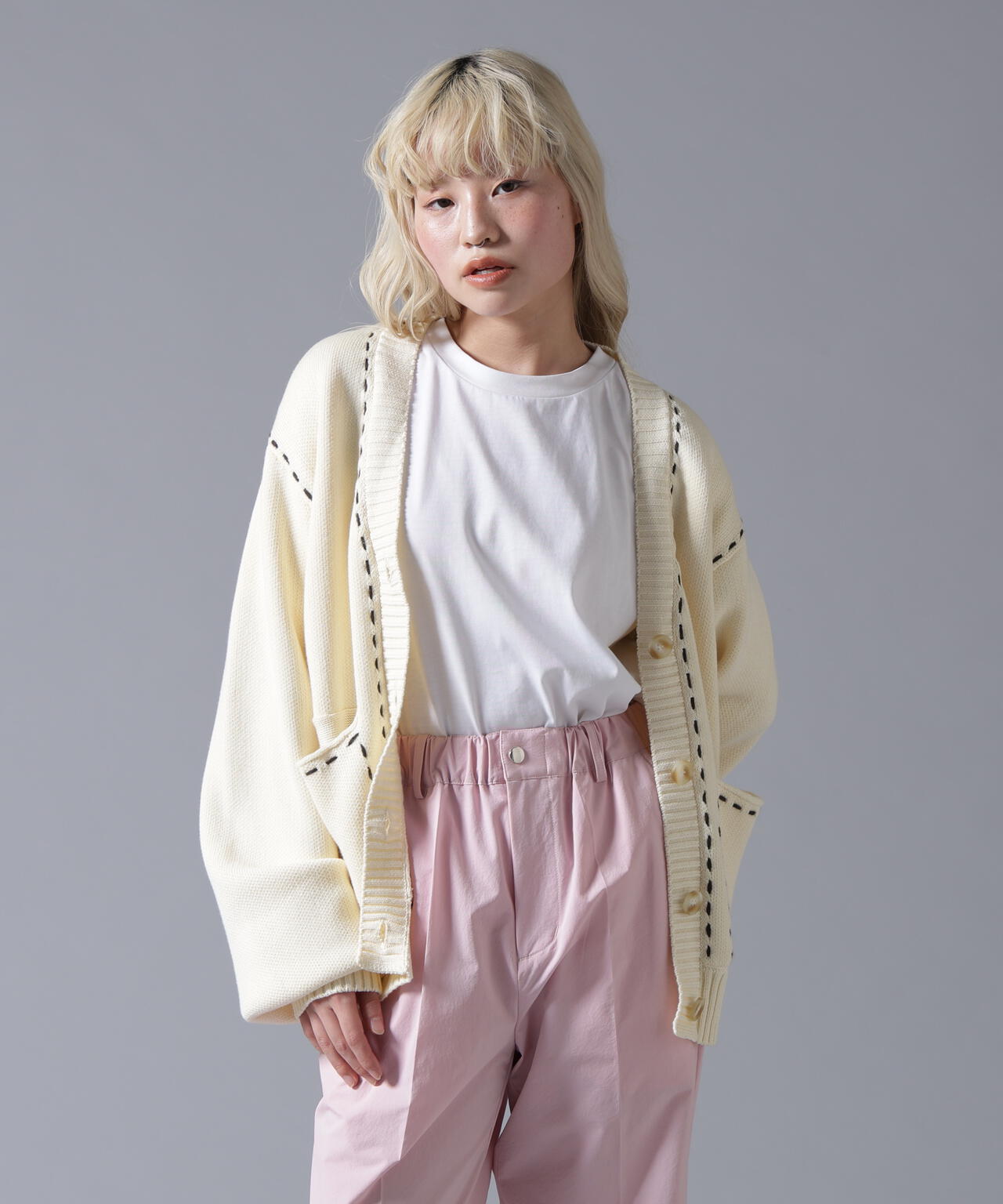 B omnivore/ビーオムニボー STITCH KNIT CARDIGAN