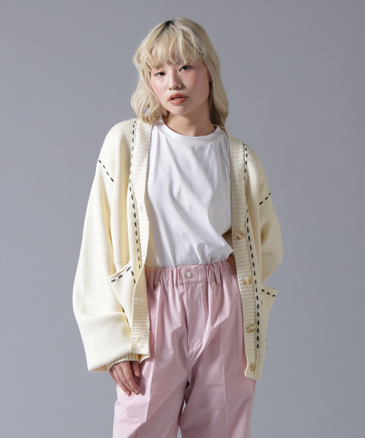 B omnivore/ビーオムニボー STITCH KNIT CARDIGAN