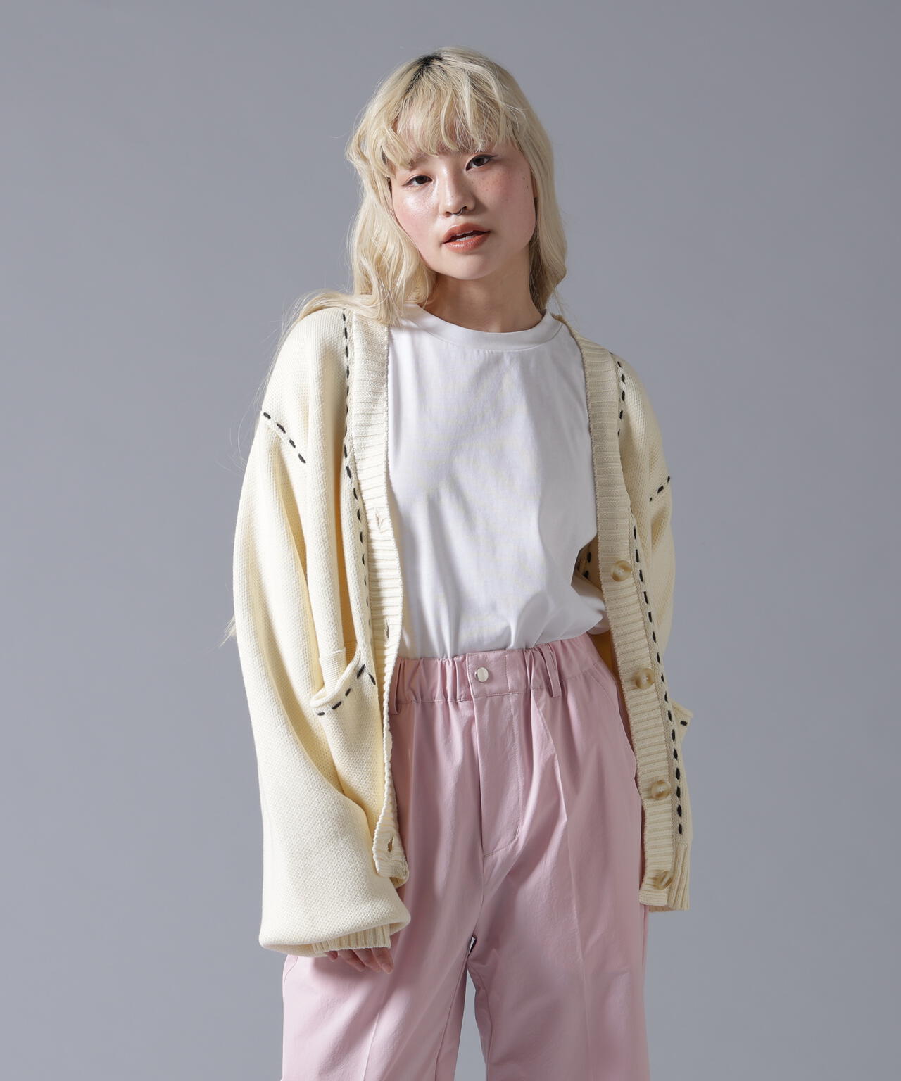 B omnivore/ビーオムニボー STITCH KNIT CARDIGAN