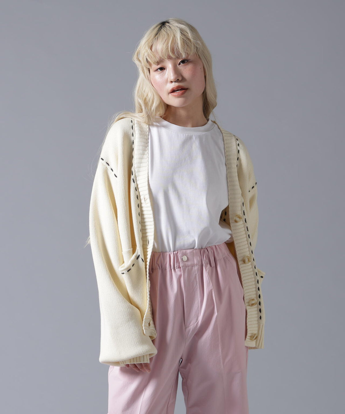 B omnivore/ビーオムニボー STITCH KNIT CARDIGAN