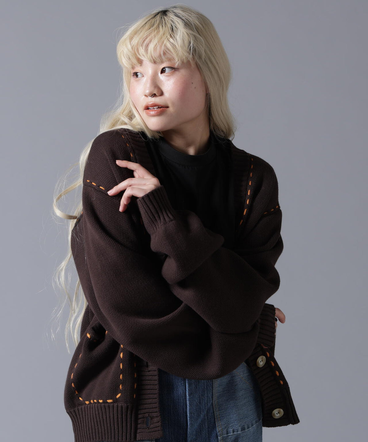 B omnivore/ビーオムニボー STITCH KNIT CARDIGAN