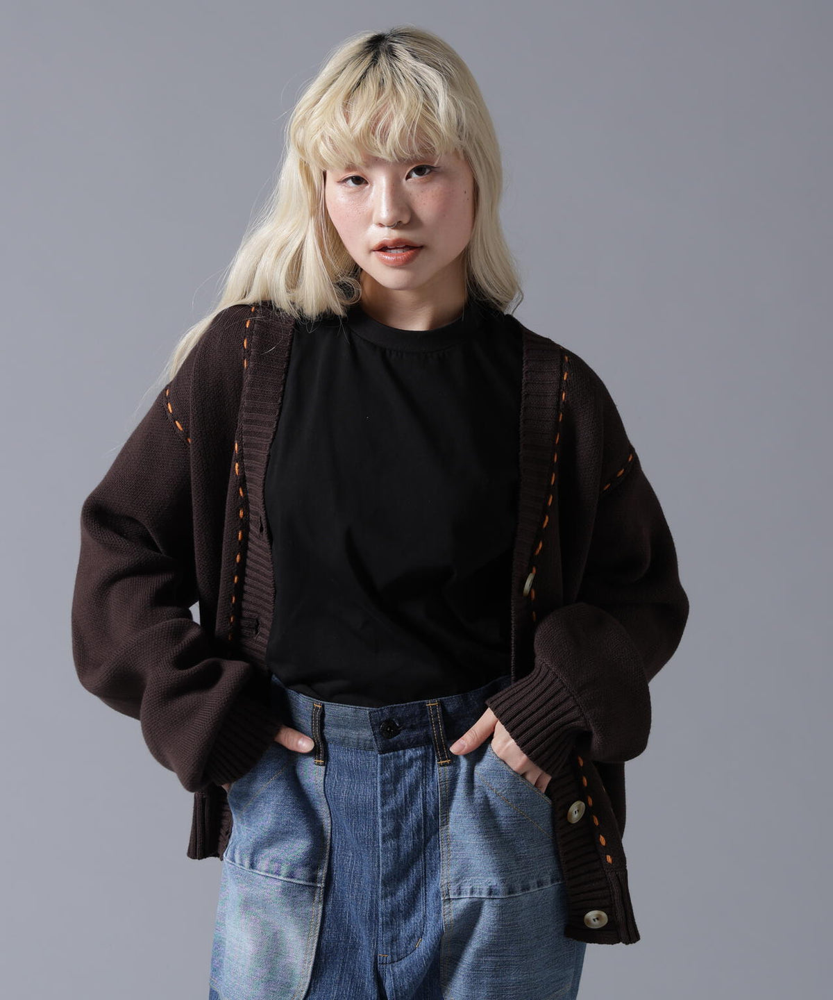 B omnivore/ビーオムニボー STITCH KNIT CARDIGAN