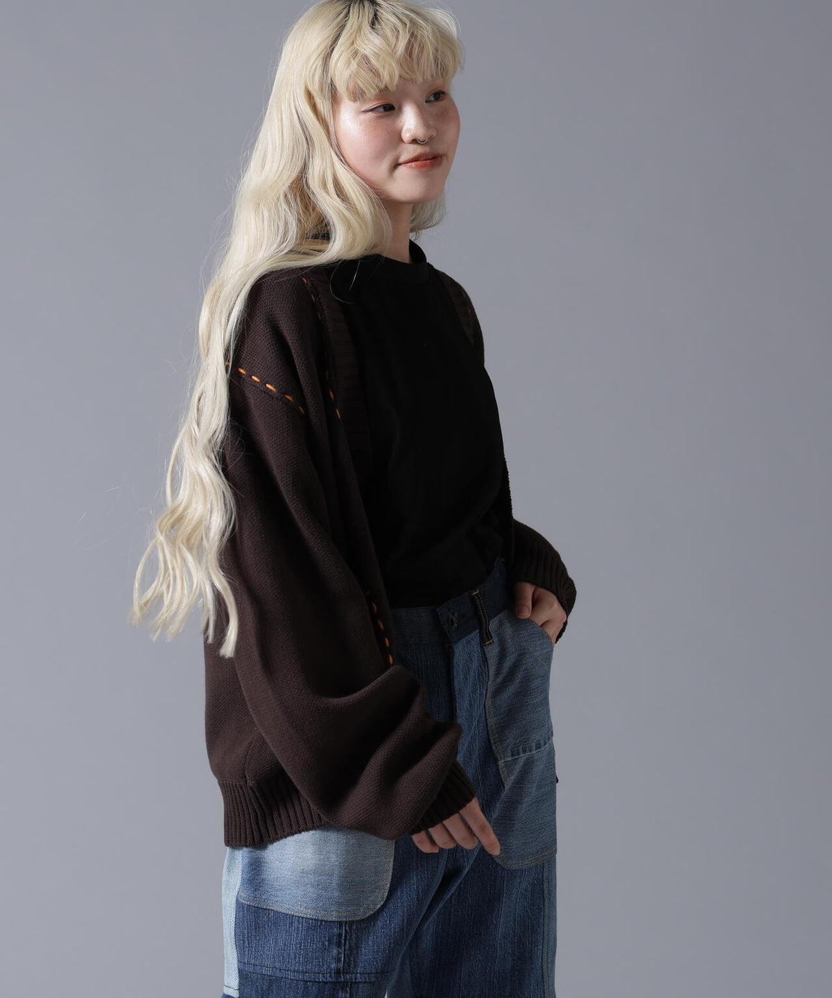 B omnivore/ビーオムニボー STITCH KNIT CARDIGAN