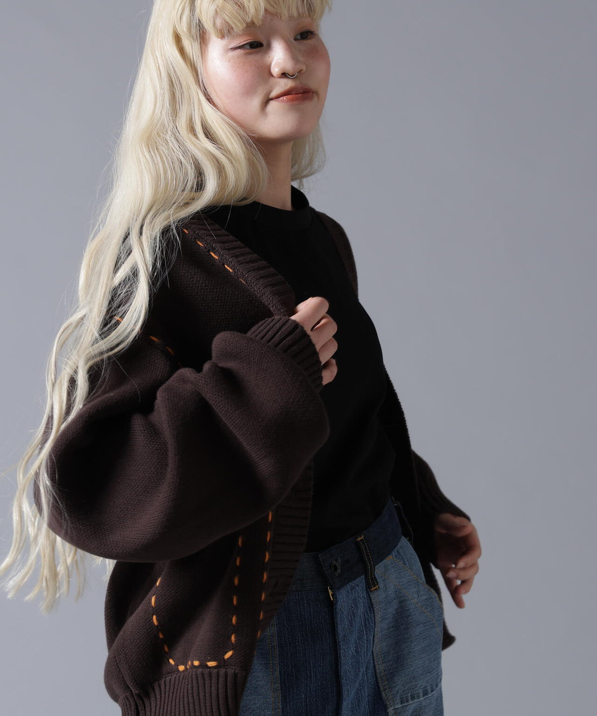 B omnivore/ビーオムニボー STITCH KNIT CARDIGAN