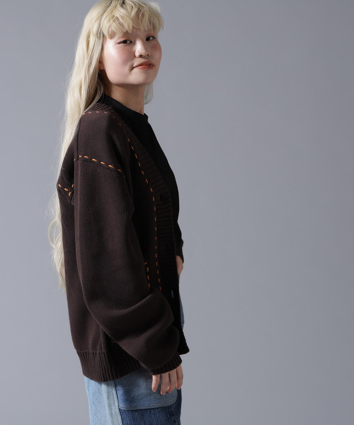 B omnivore/ビーオムニボー STITCH KNIT CARDIGAN