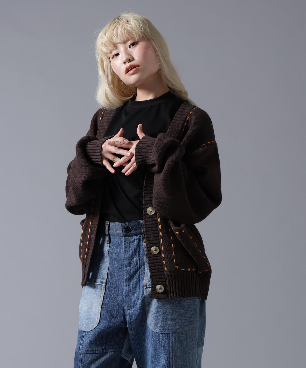 B omnivore/ビーオムニボー STITCH KNIT CARDIGAN