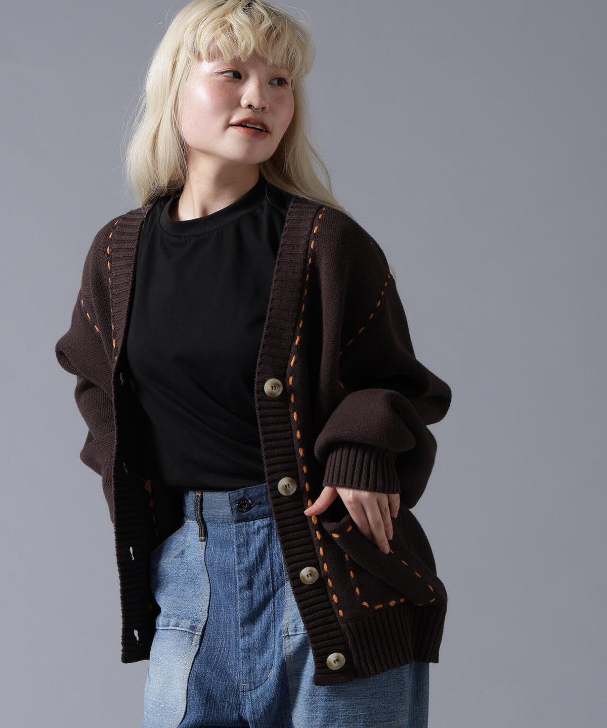 B omnivore/ビーオムニボー STITCH KNIT CARDIGAN