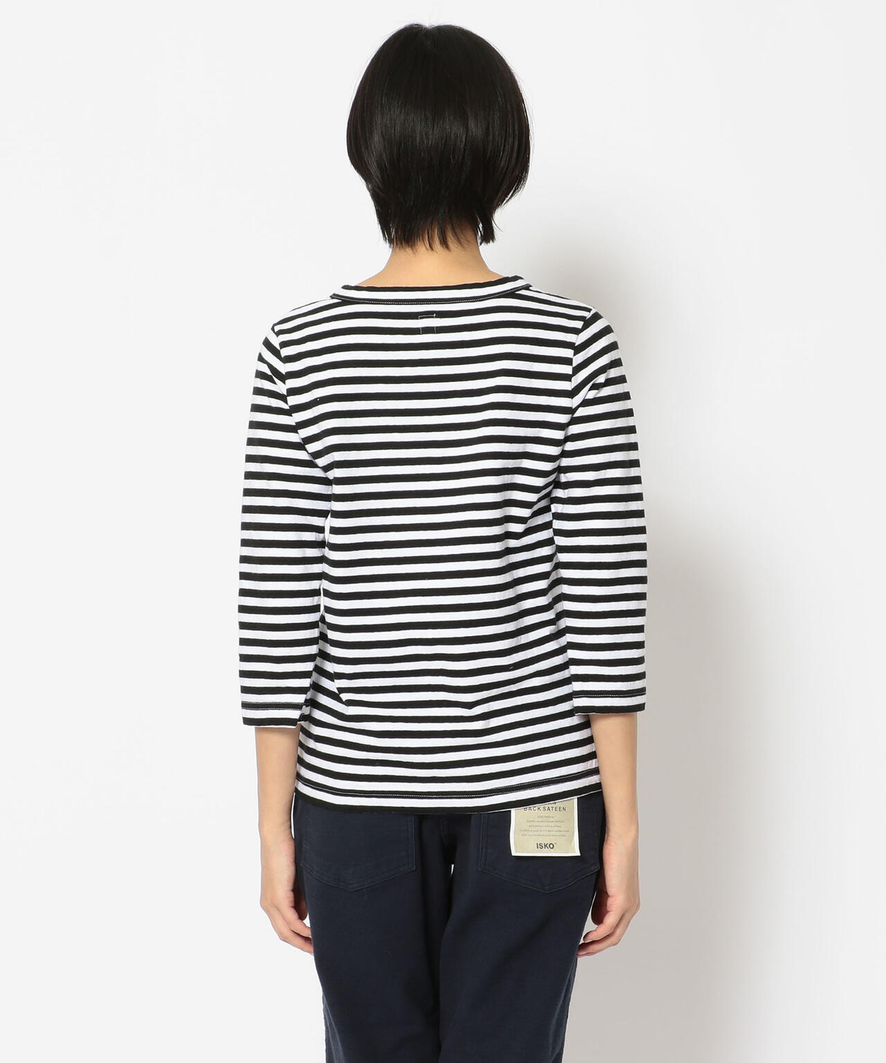 FANEUIL/ファヌル BOAT NECK BORDER LS TEE