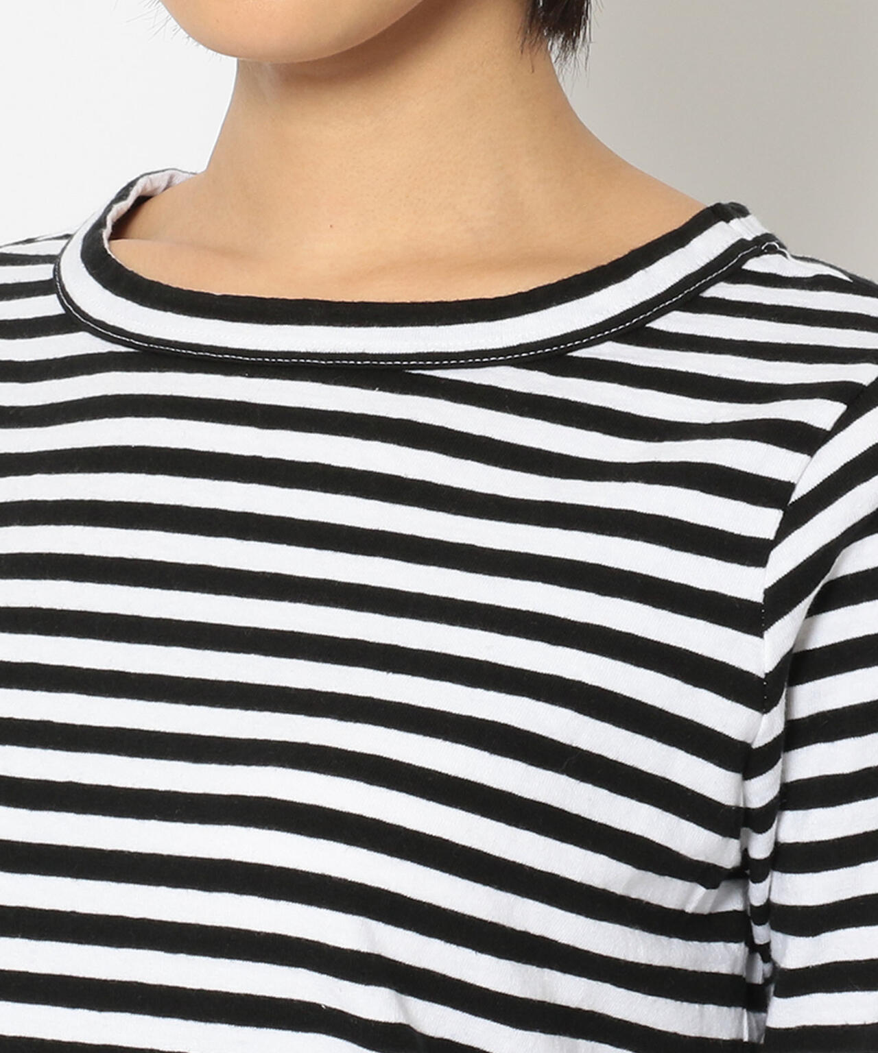 FANEUIL/ファヌル BOAT NECK BORDER LS TEE