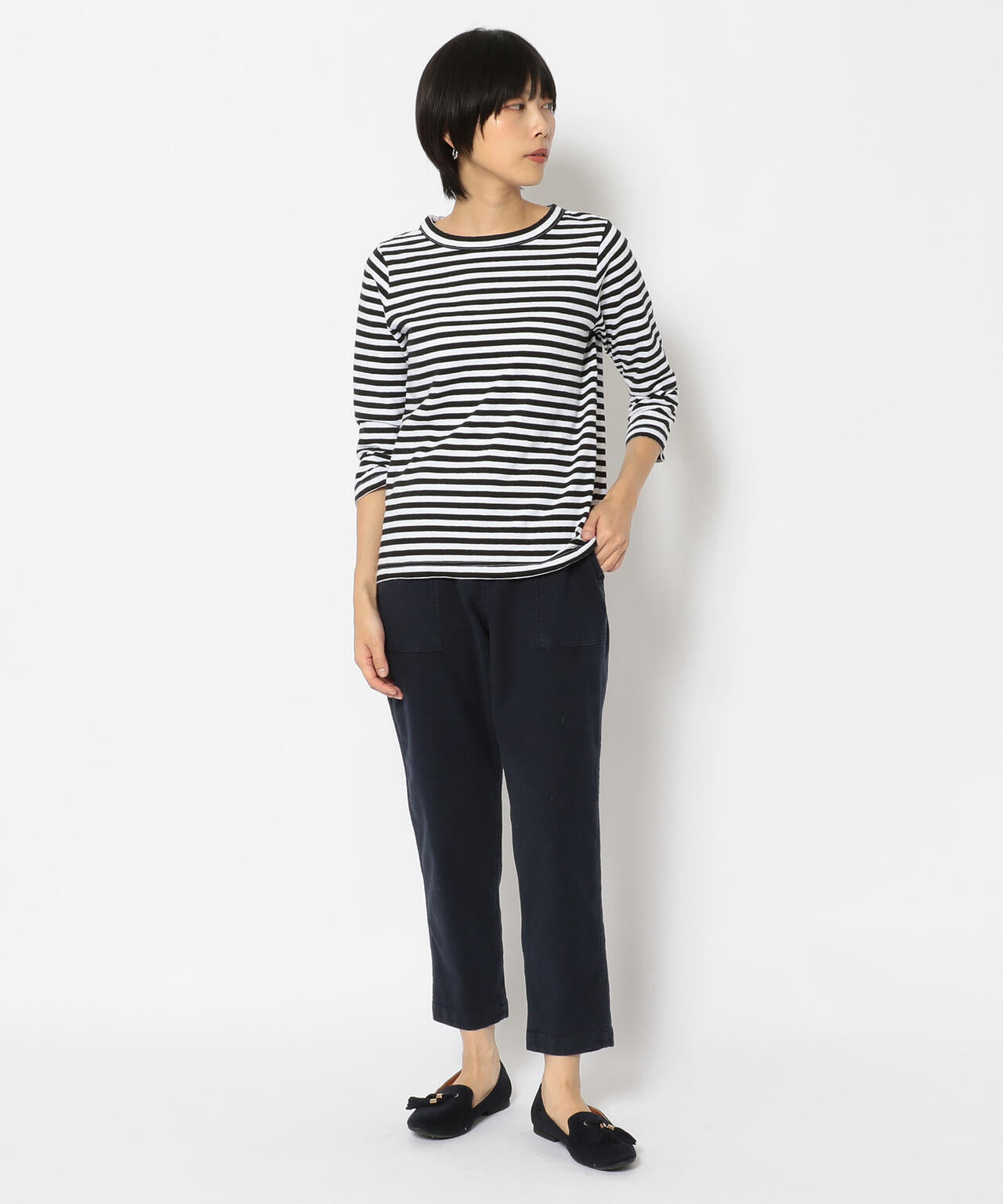 FANEUIL/ファヌル BOAT NECK BORDER LS TEE