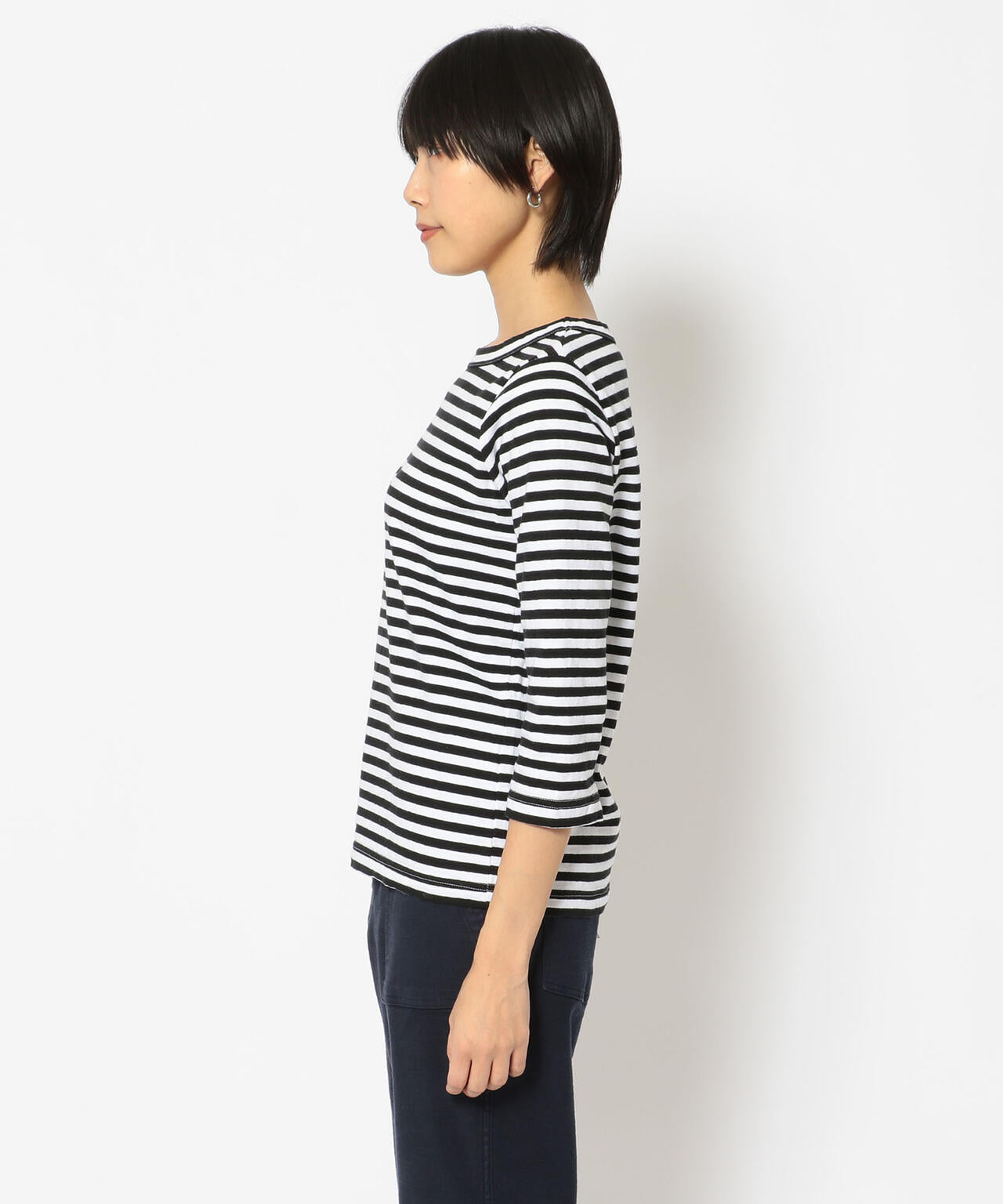 FANEUIL/ファヌル BOAT NECK BORDER LS TEE