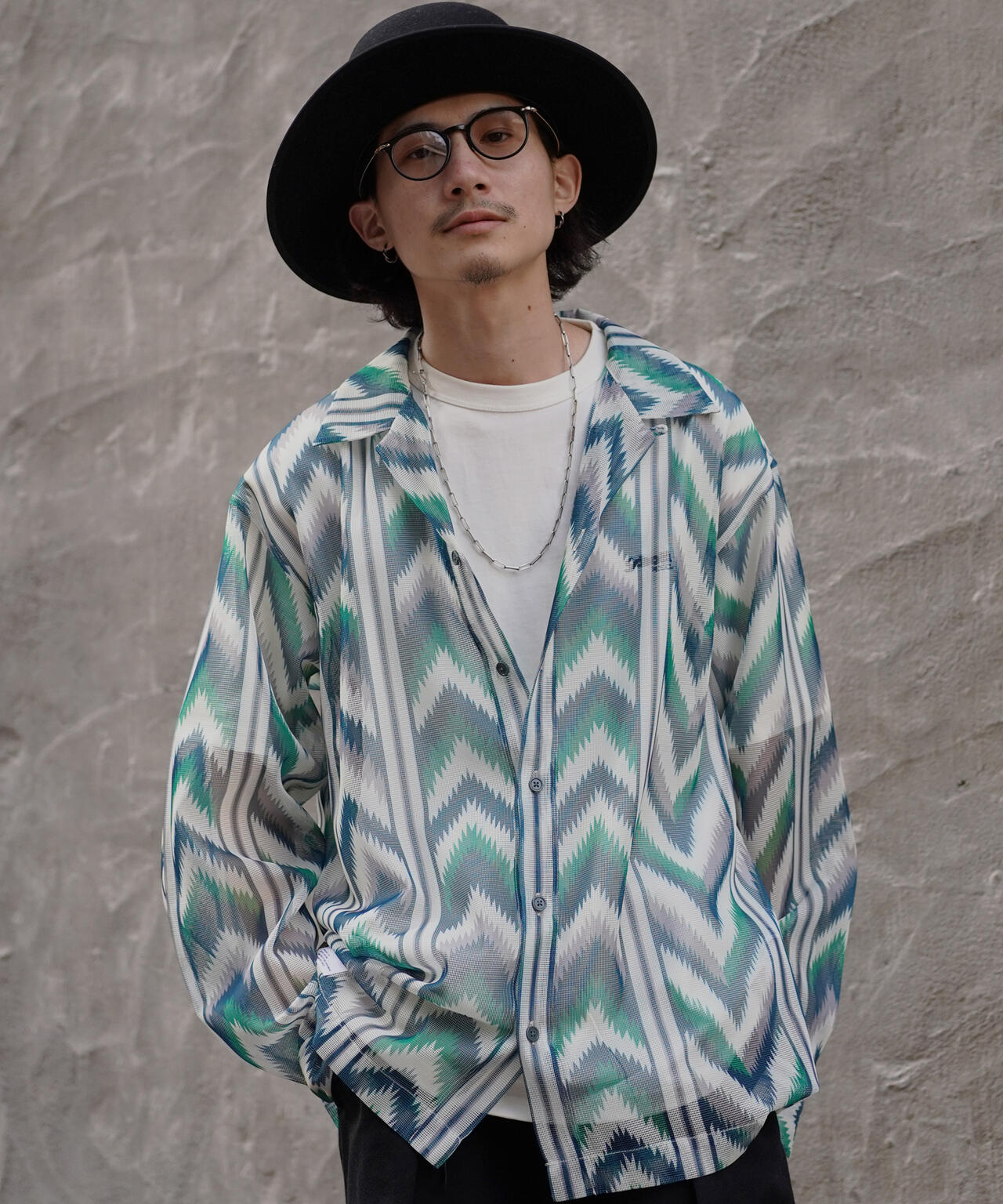 PATTERNED MESH L/S SHIRT/パターンメッシュ ロングスリーブシャツ