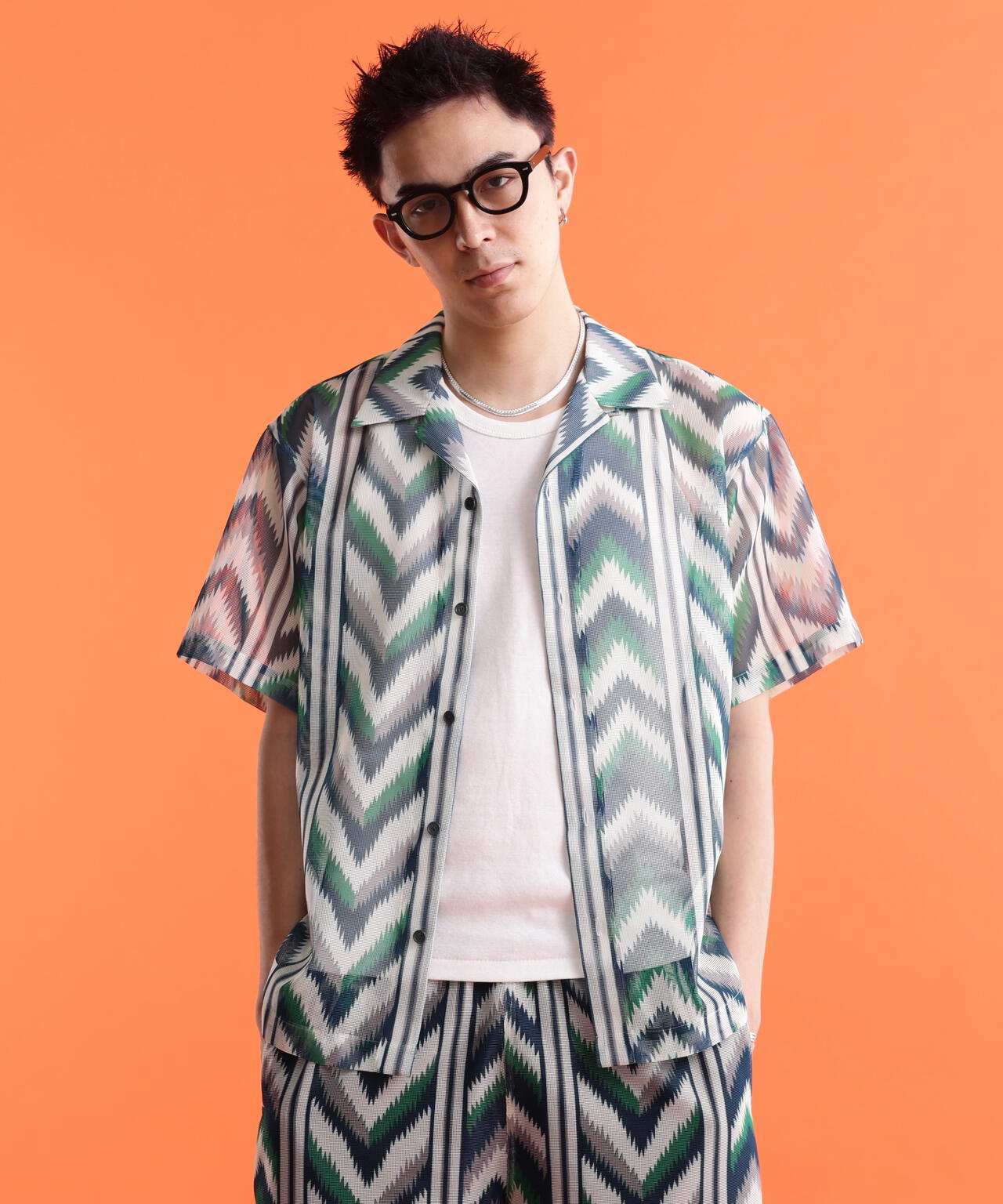 PATTERNED MESH S/S SHIRT/パターンメッシュ ショートスリーブシャツ