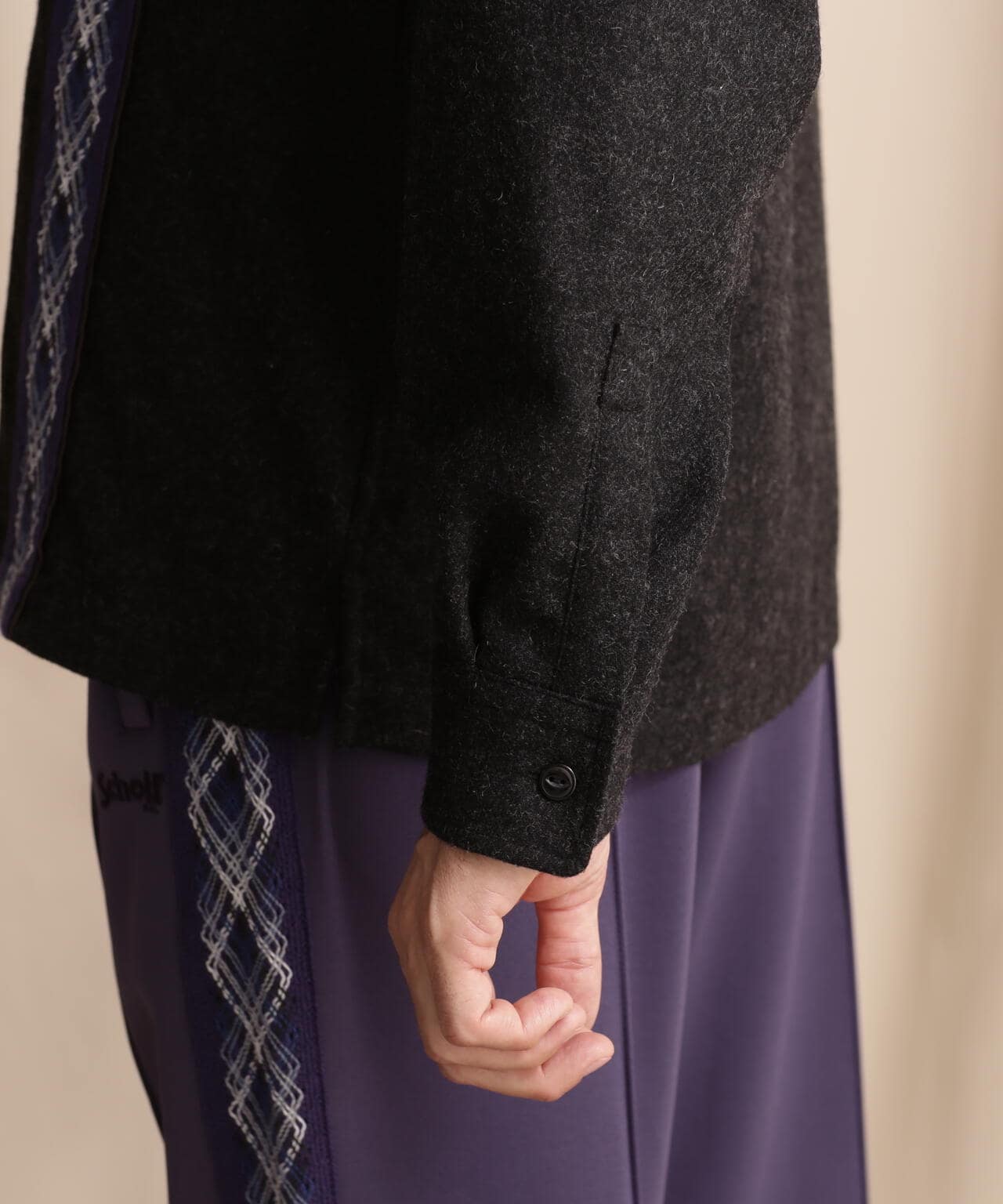 LINE 2TONE L/S WOOL SHIRT/ライン2トーン ウールシャツ