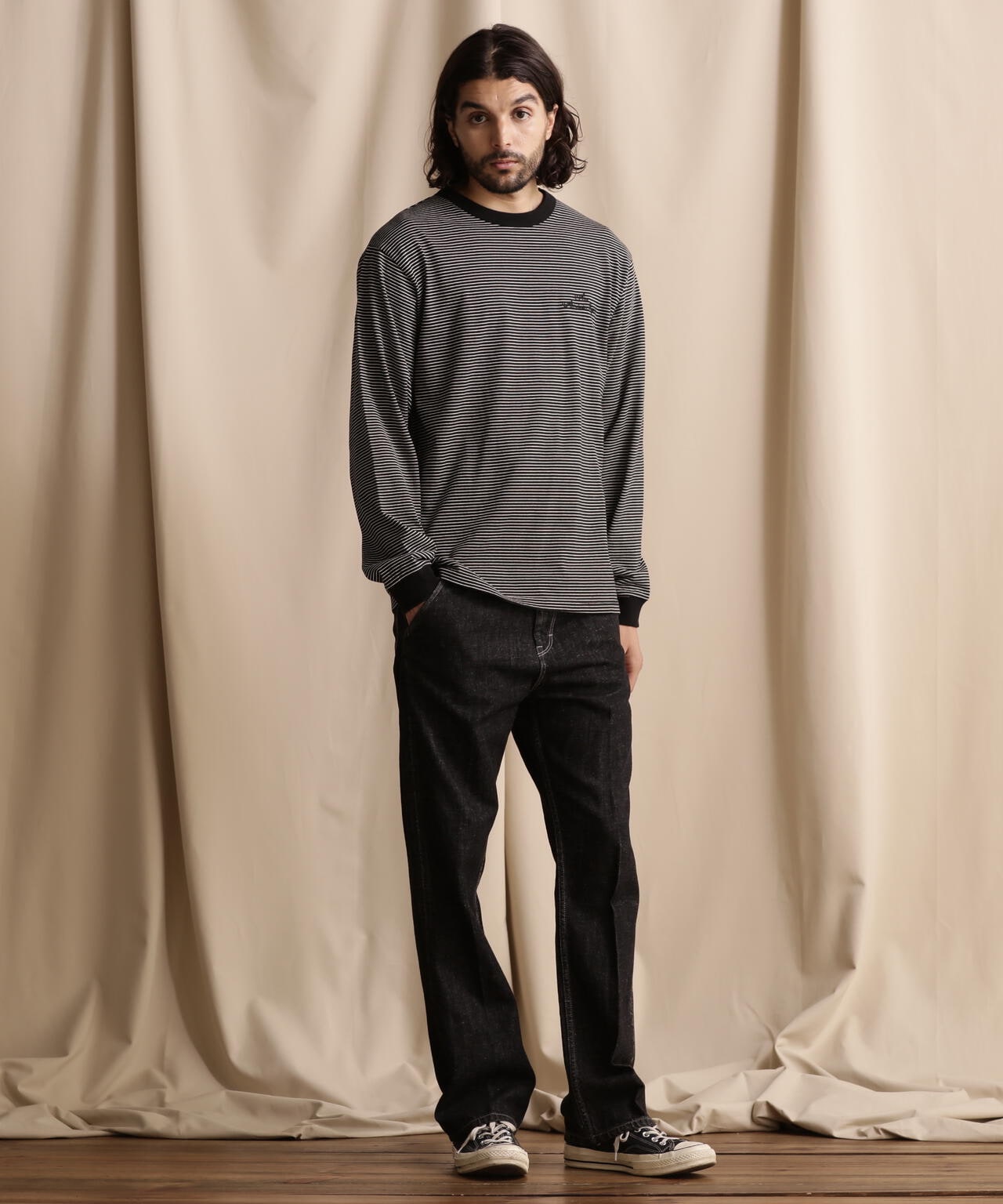 直営限定/BLIND STRIPE LS T-SHIRT/ブラインドストライプ ロングTシャツ