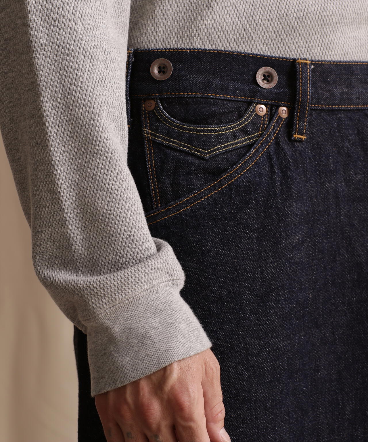 【直営限定】WIDE GRIDE DENIM PANTS/ワイドシルエットデニム