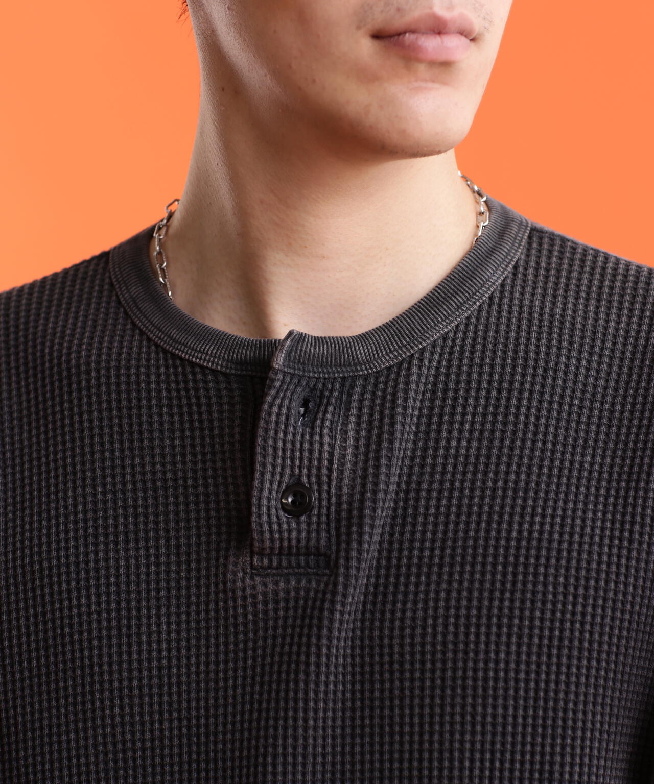 THERMAL PIGMENT O/D HENLEY NECK T-SHIRT/サーマル オーバーダイ ヘンリーネック Tシャツ