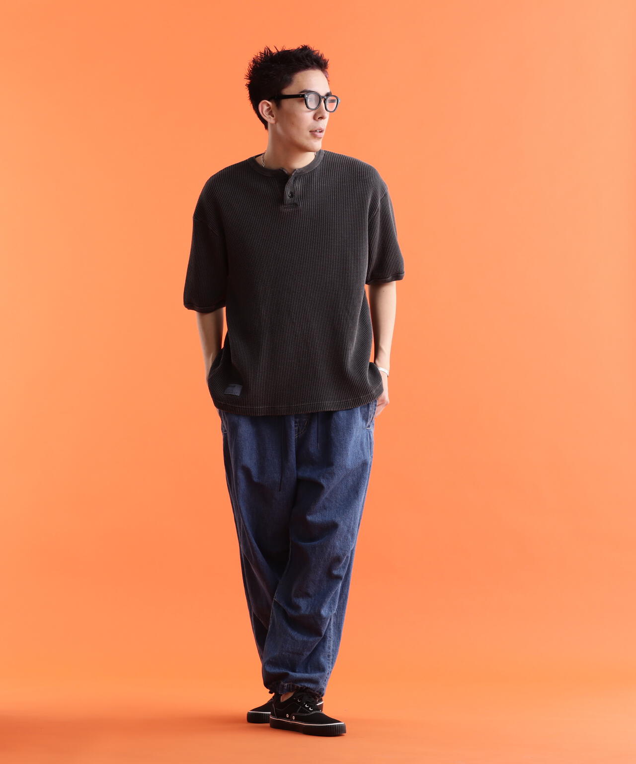 THERMAL PIGMENT O/D HENLEY NECK T-SHIRT/サーマル オーバーダイ ヘンリーネック Tシャツ