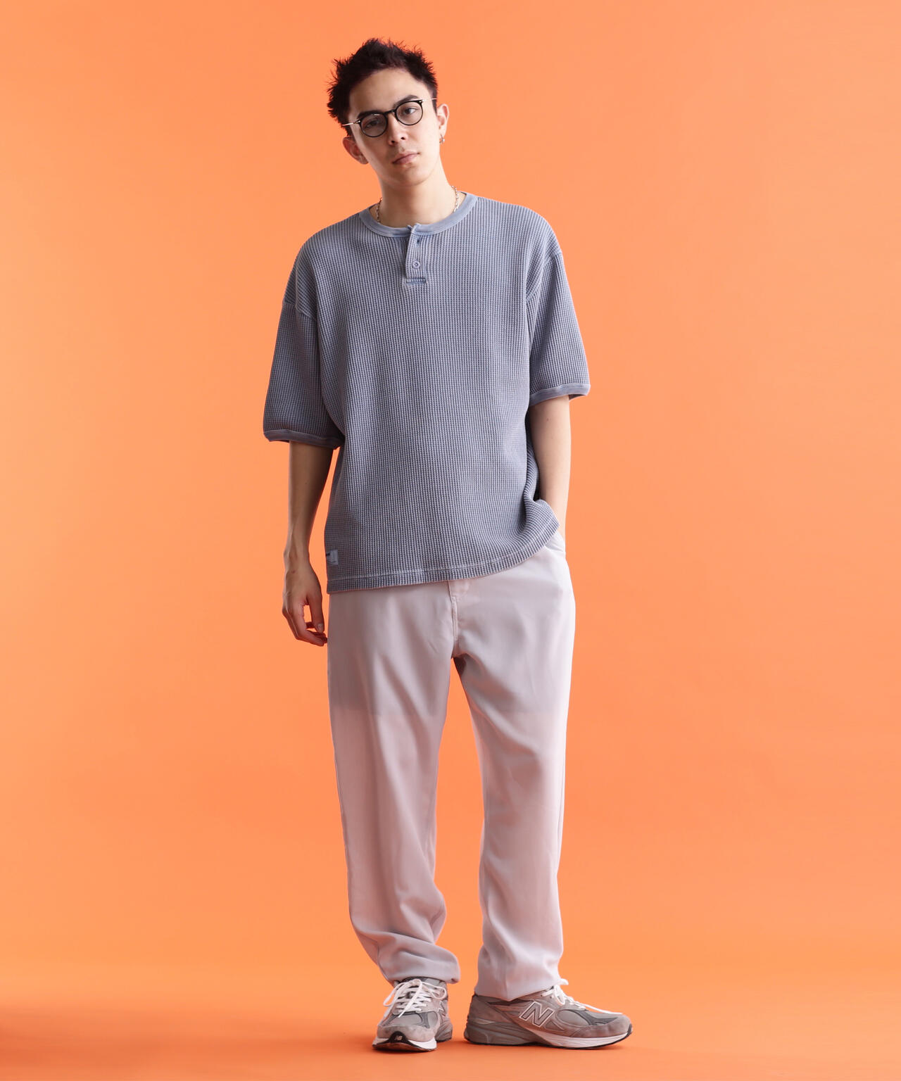 THERMAL PIGMENT O/D HENLEY NECK T-SHIRT/サーマル オーバーダイ ヘンリーネック Tシャツ