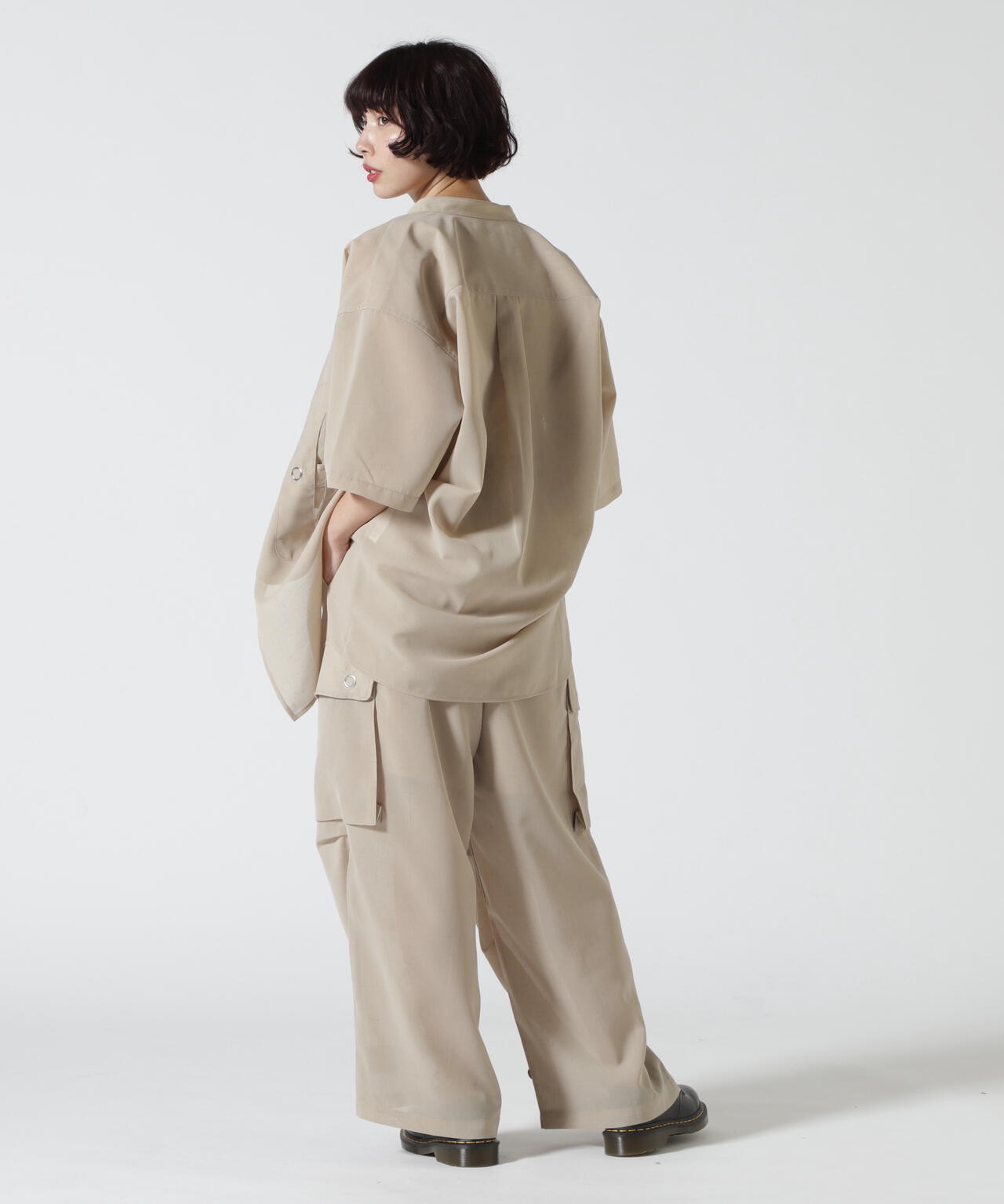 Women's/xRUMBLE RED/ランブルレッド/SLUB CHIFFON WORK POCKET SHIRT/スラブシフォン シャツ