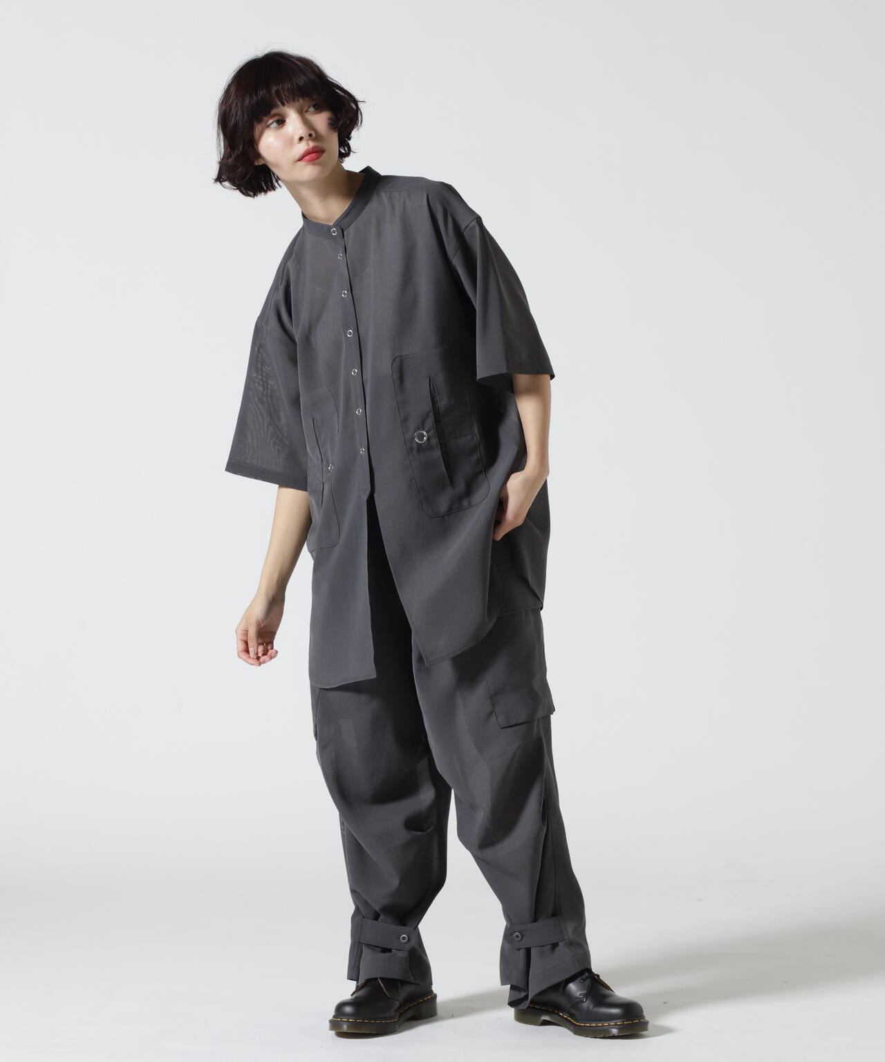 Women's/xRUMBLE RED/ランブルレッド/SLUB CHIFFON WORK POCKET SHIRT/スラブシフォン シャツ