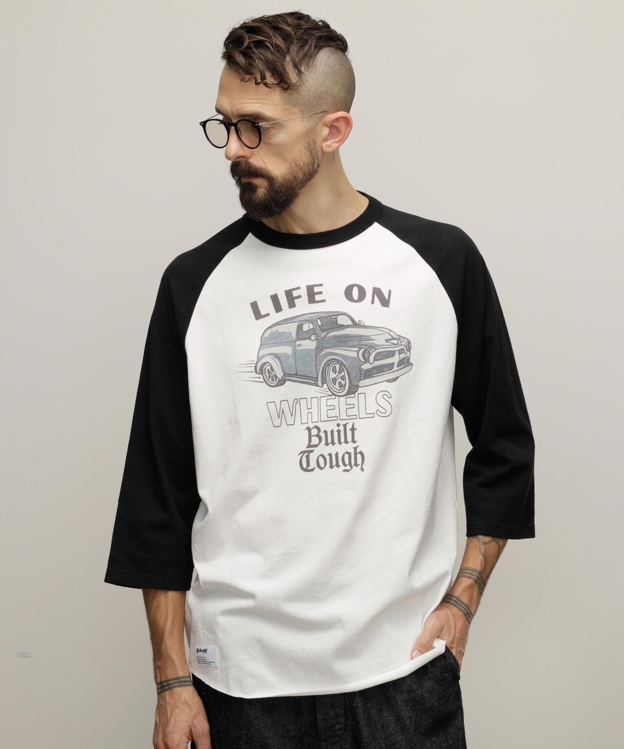 RS T-SHIRT "LIFE ON WHEELS"/ラグランスリーブ Tシャツ "ライフ オン ホイールズ"