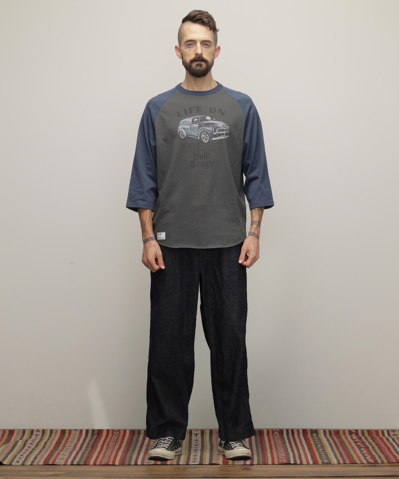 RS T-SHIRT "LIFE ON WHEELS"/ラグランスリーブ Tシャツ "ライフ オン ホイールズ"