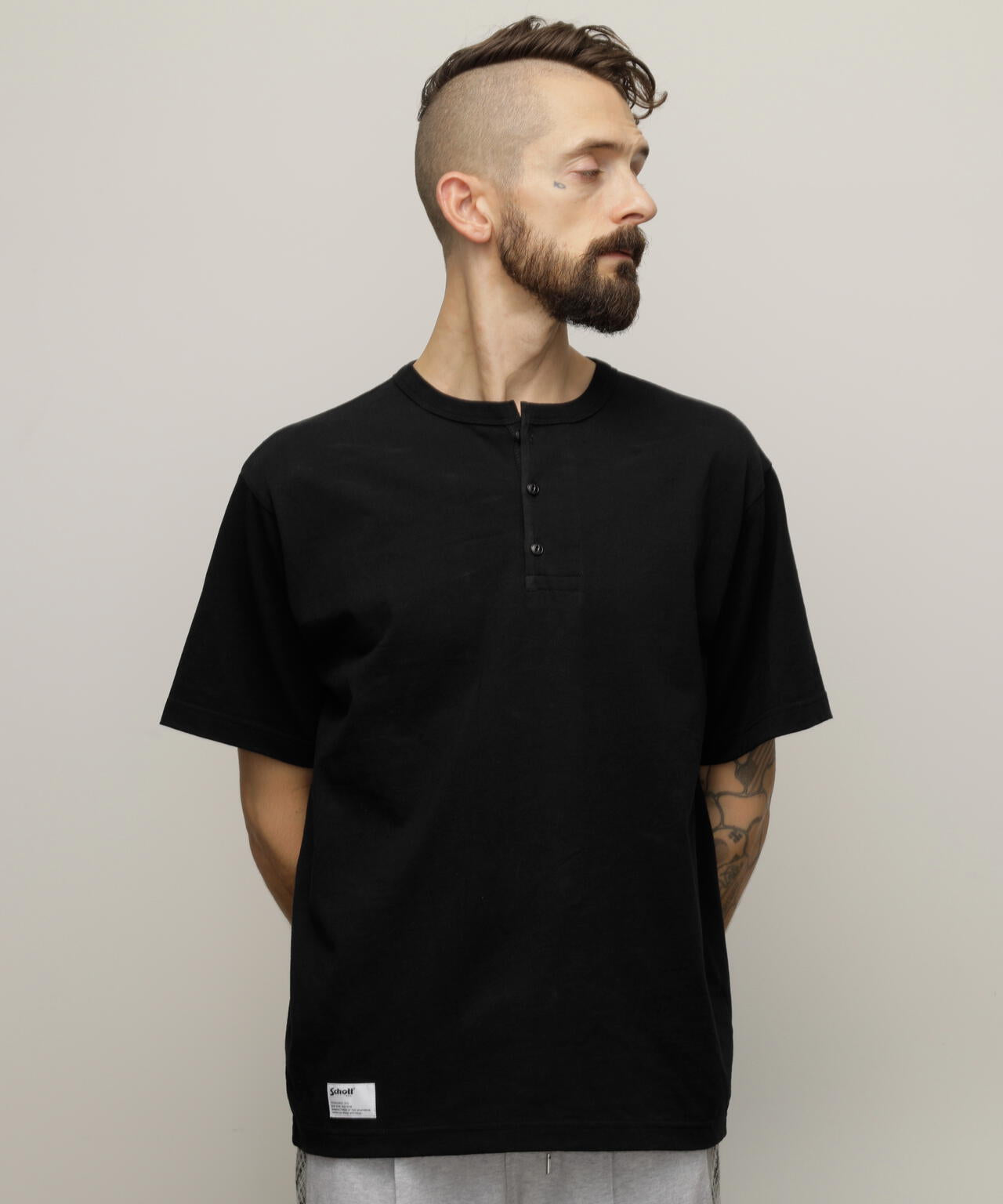 HENLEY TーSHIRT "CREST DRAGON EMB"/刺繍ヘンリーTシャツ "クレスト ドラゴン"
