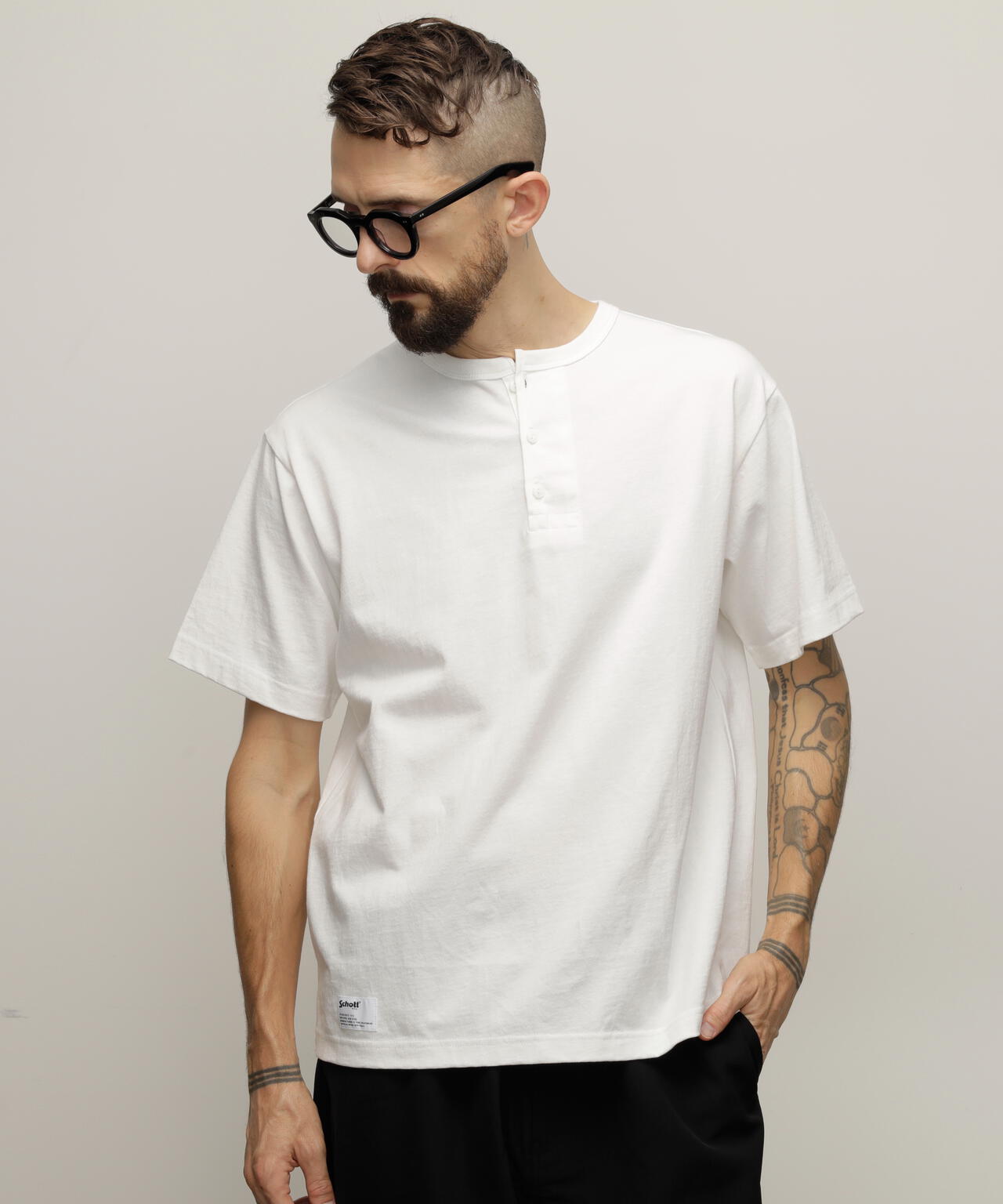 HENLEY TーSHIRT "CREST DRAGON EMB"/刺繍ヘンリーTシャツ "クレスト ドラゴン"