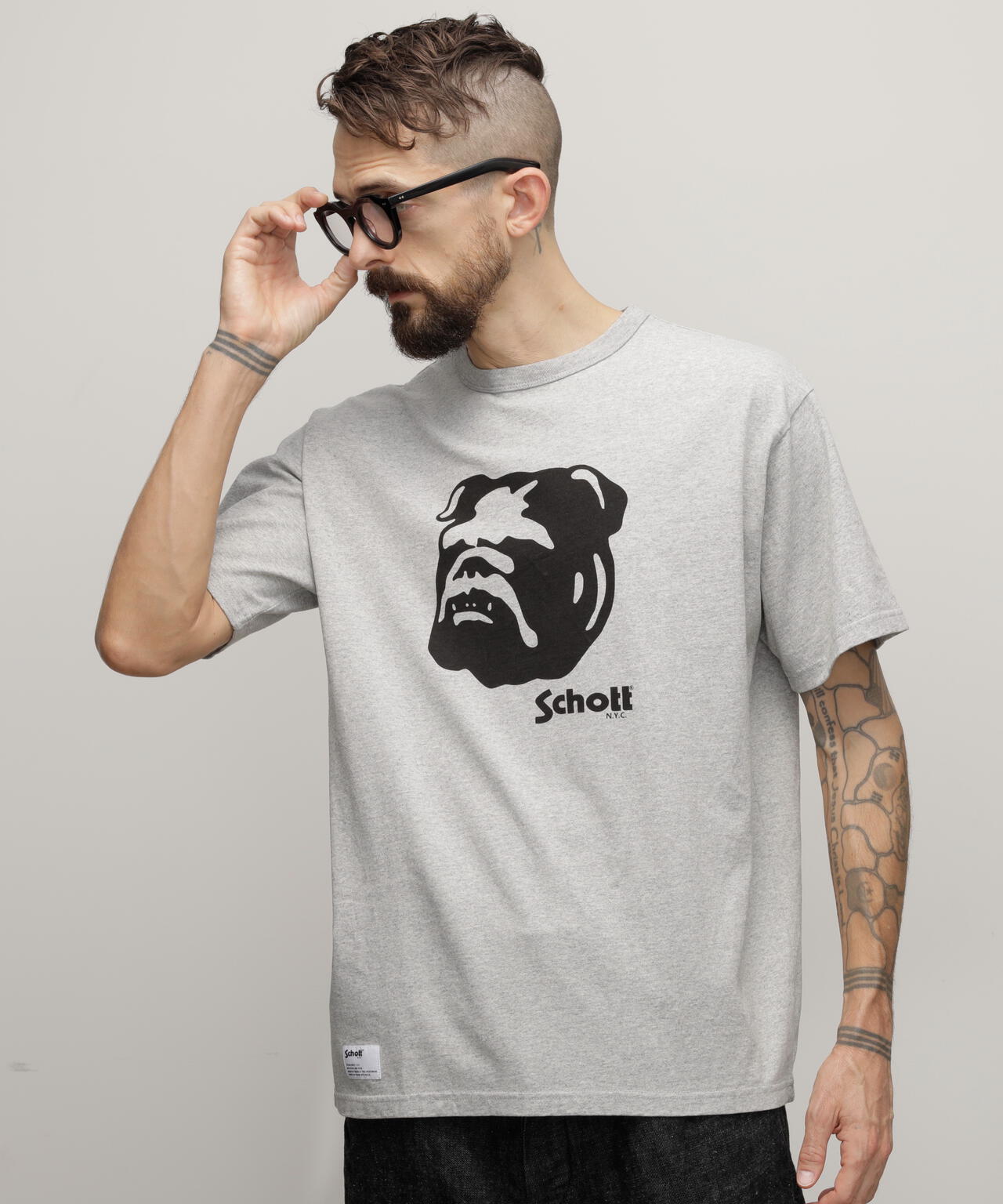 HEATHER T-SHIRT "STENCIL BULLDOG"/ヘザーTシャツ "ステンシル ブルドッグ"
