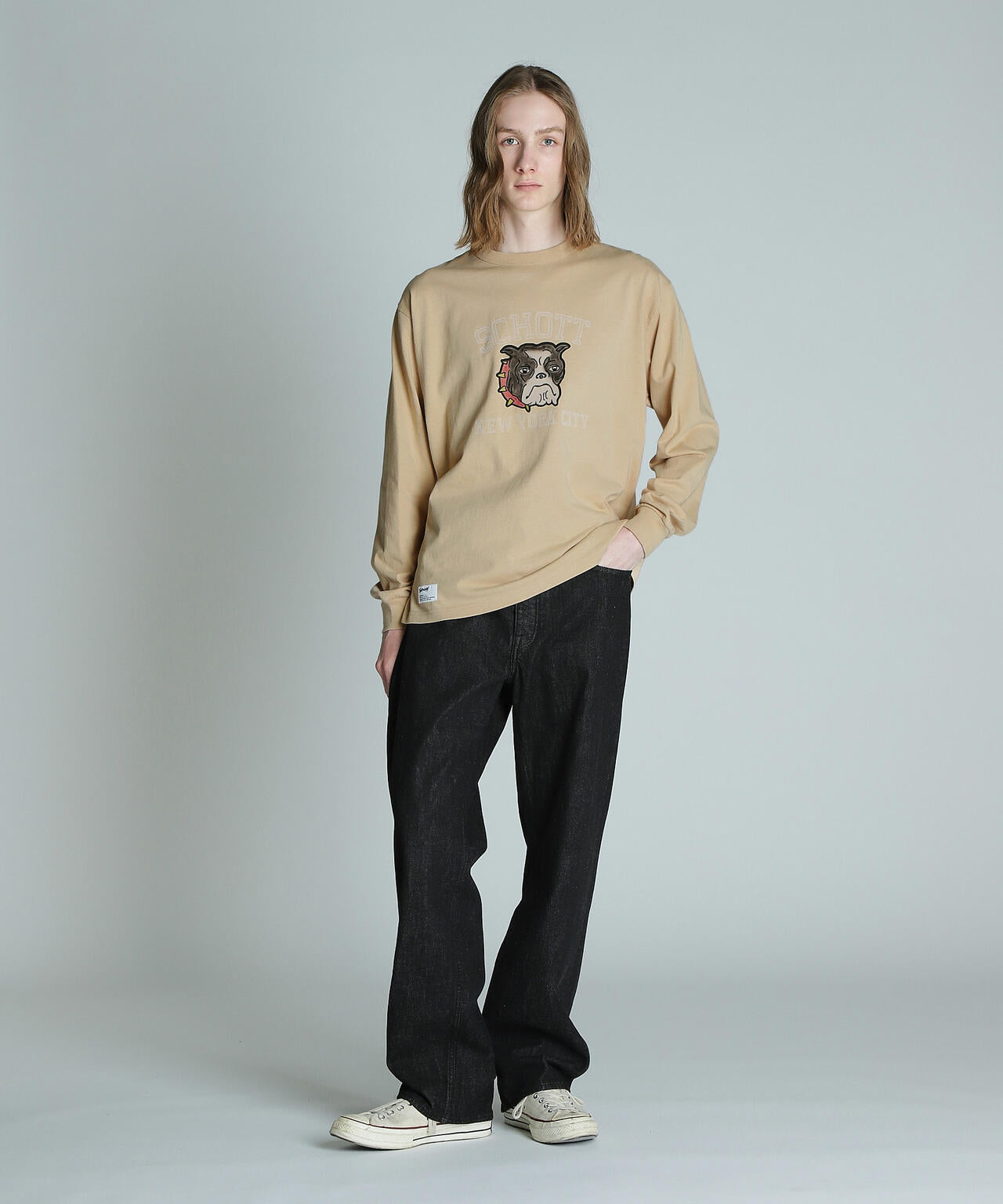 COLOR FLOCKY BULLDOG LS T-SHIRT/カラーフロッキー ブルドッグ LS Tシャツ