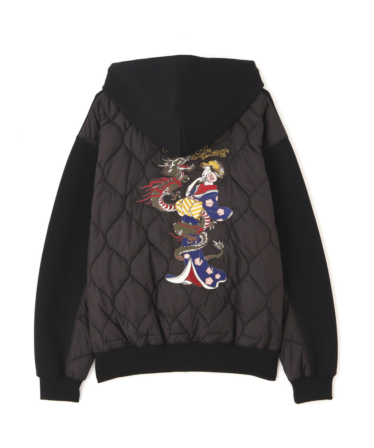 LADY WITH DRAGON QUILTED COMBI. ZIP HOOD/レディ ウィズ ドラゴン キルティング コンビ パーカー