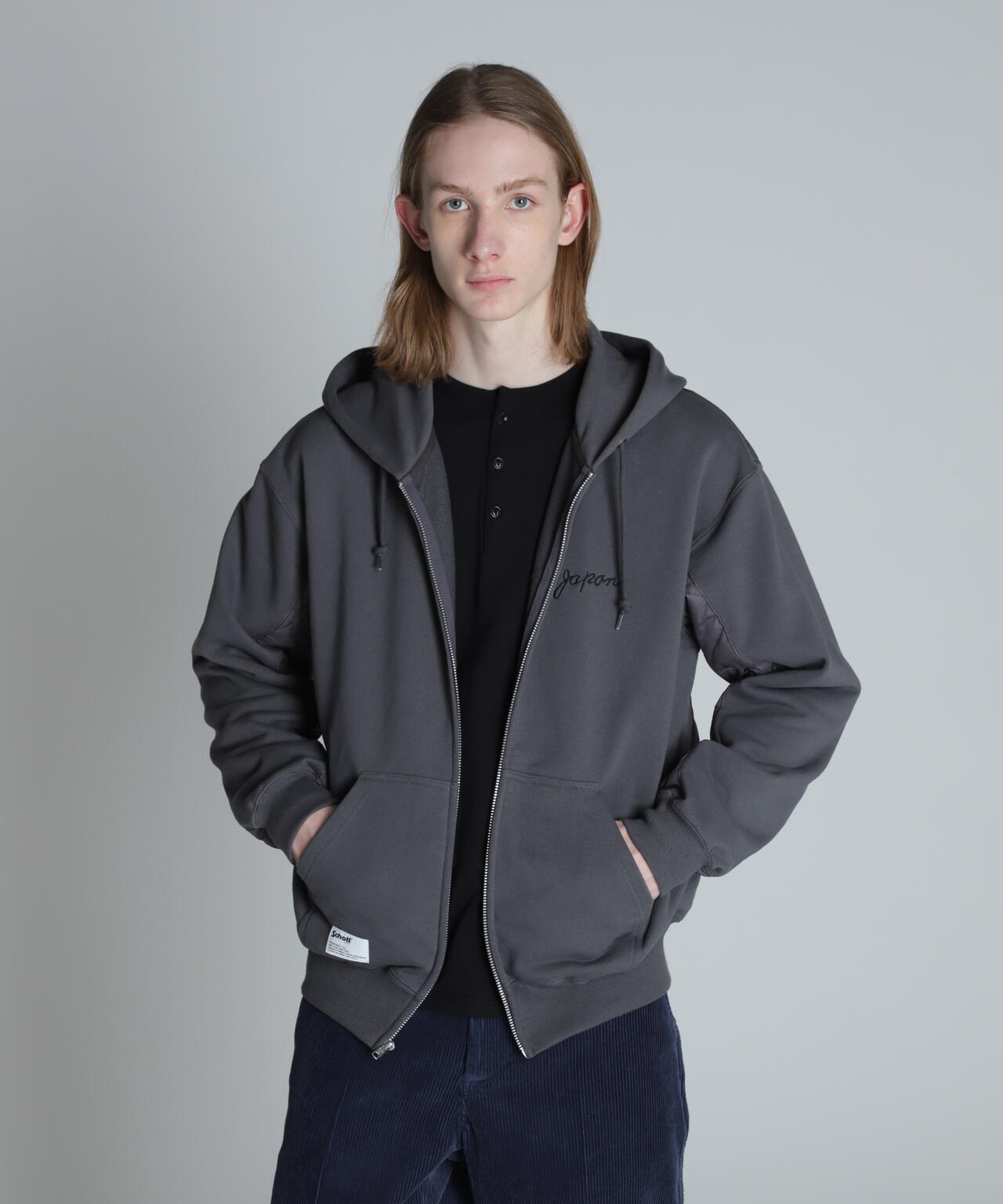 LADY WITH DRAGON QUILTED COMBI. ZIP HOOD/レディ ウィズ ドラゴン キルティング コンビ パーカー