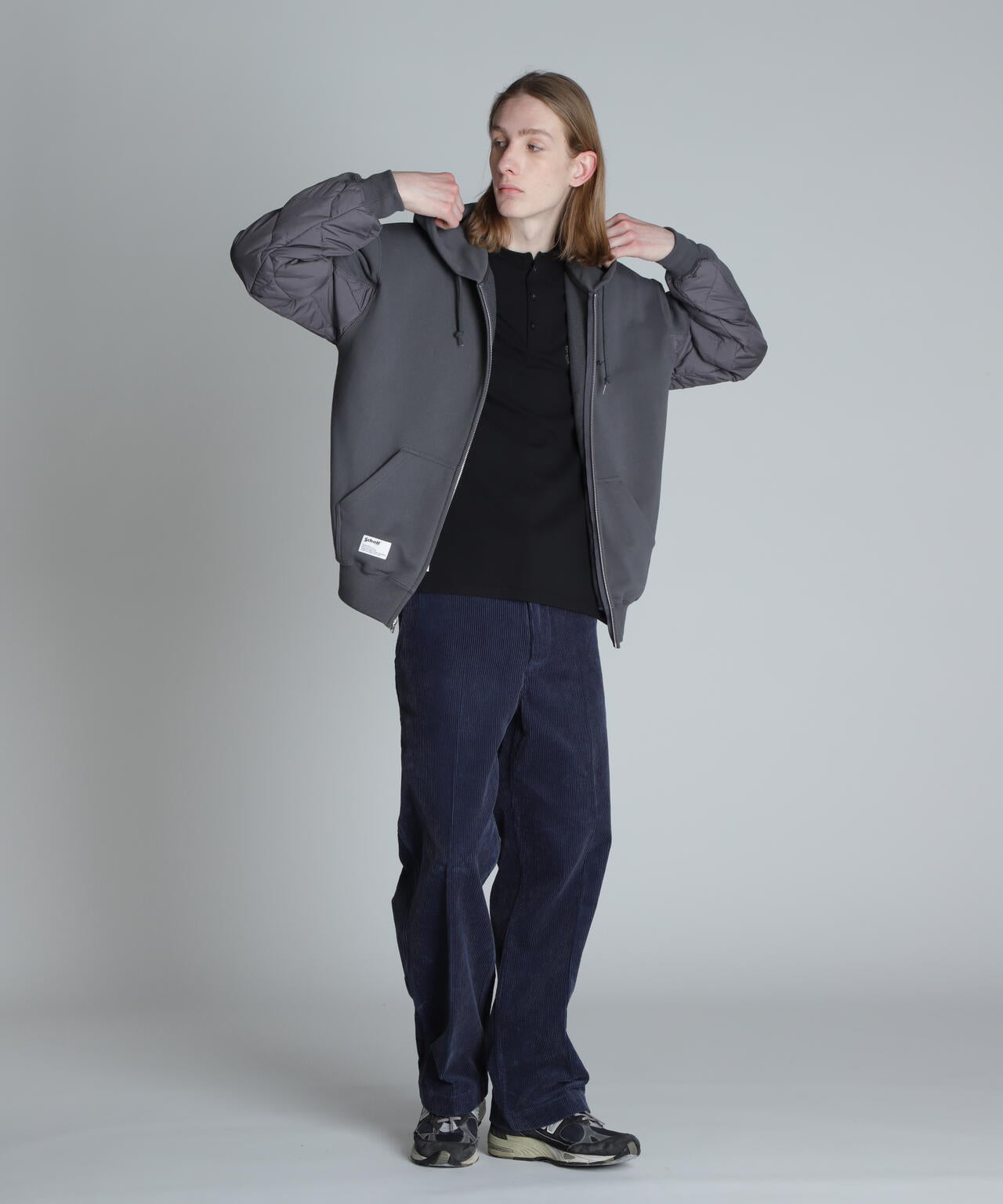 LADY WITH DRAGON QUILTED COMBI. ZIP HOOD/レディ ウィズ ドラゴン キルティング コンビ パーカー