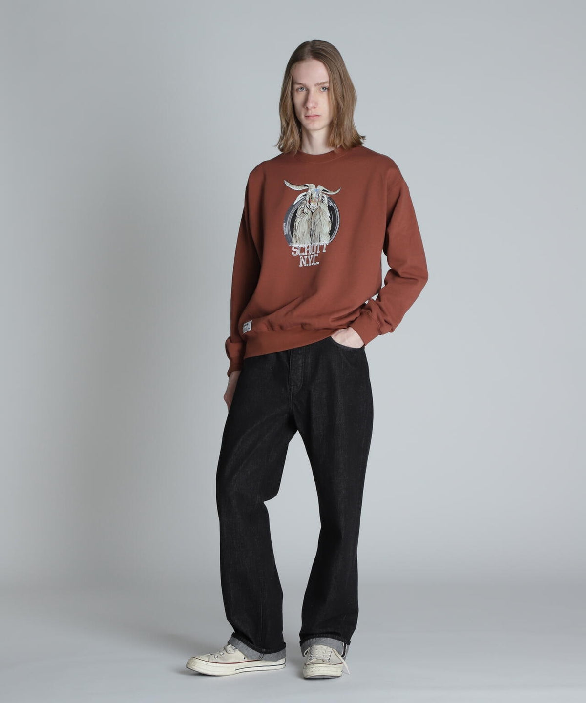 COLOR FLOCKY GOAT CREW SWEAT/カラーフロッキー ゴート クルースウェット