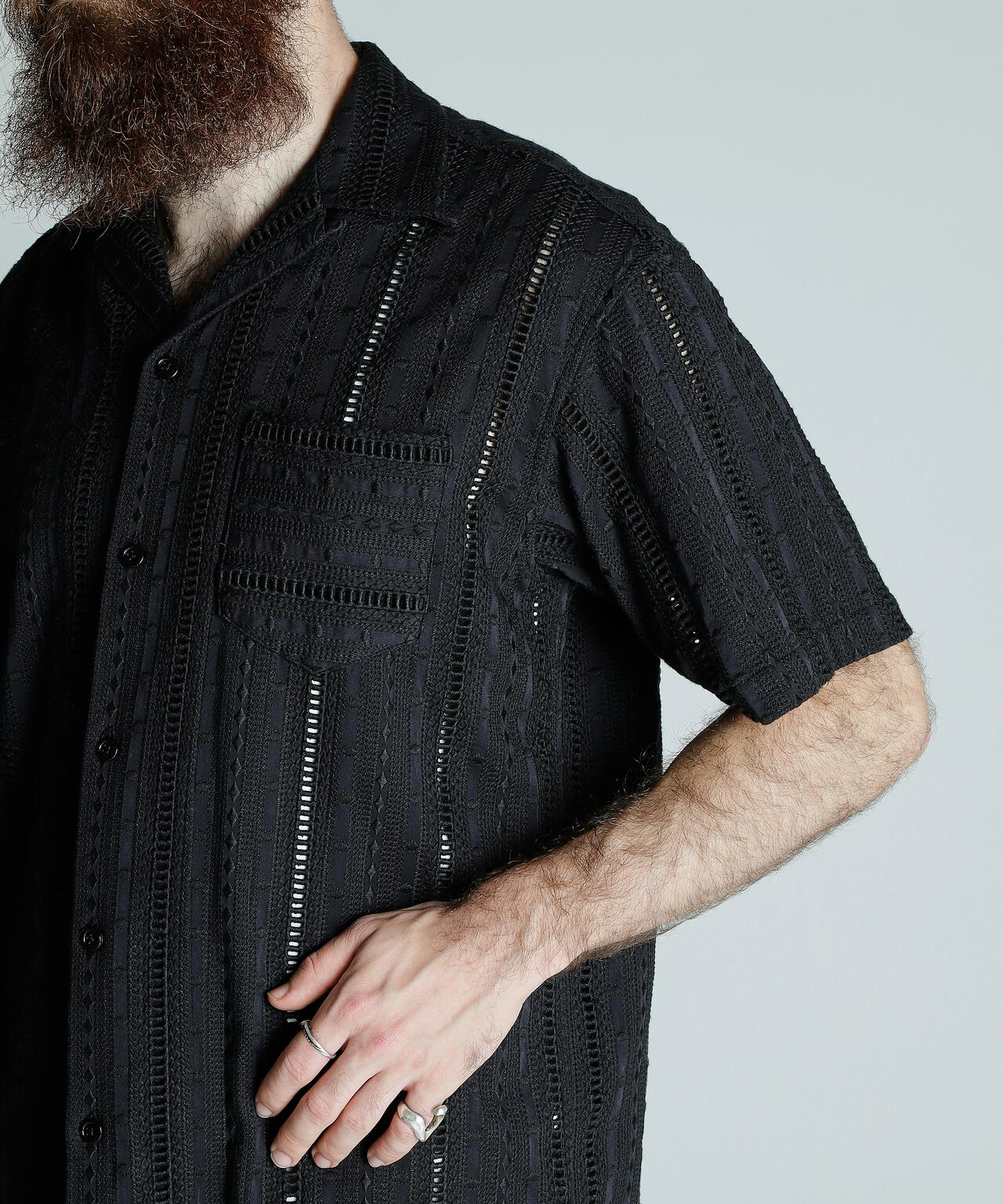 CR SHIRT EMBROIDERY/コットン レーヨン 刺繍シャツ