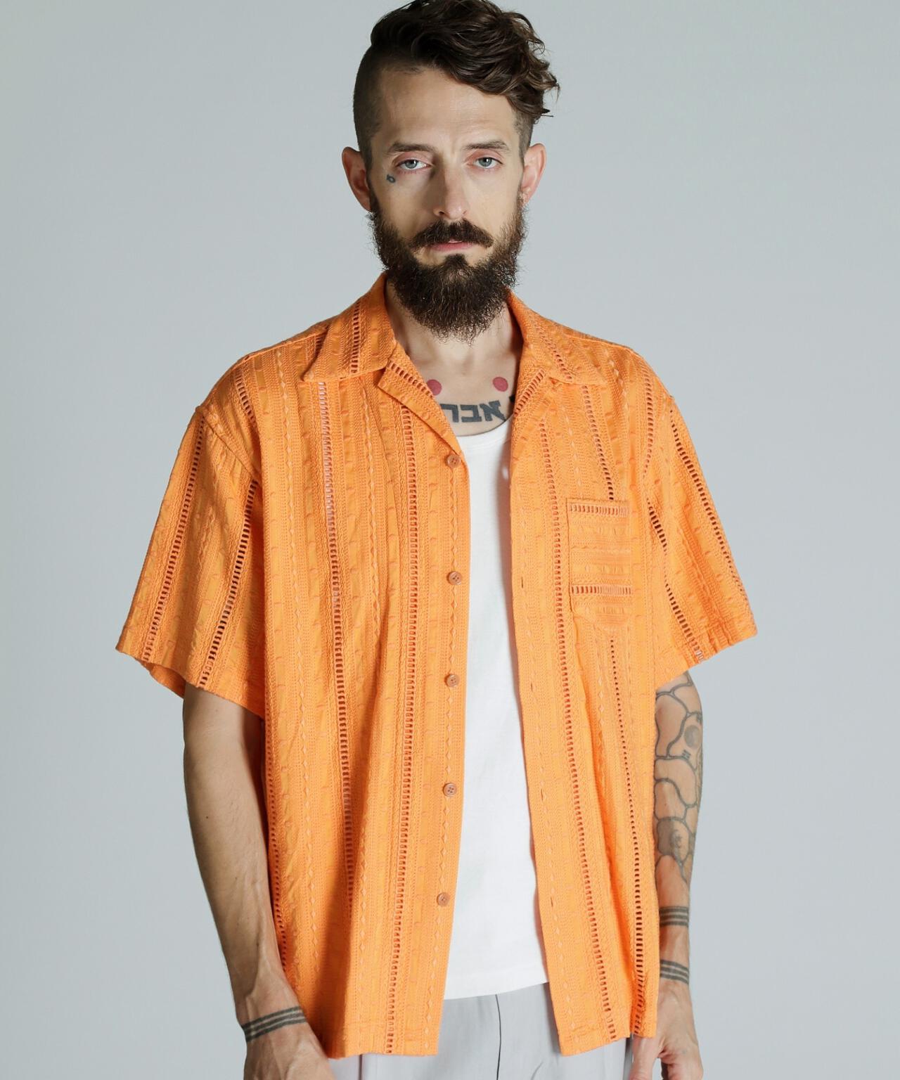 CR SHIRT EMBROIDERY/コットン レーヨン 刺繍シャツ