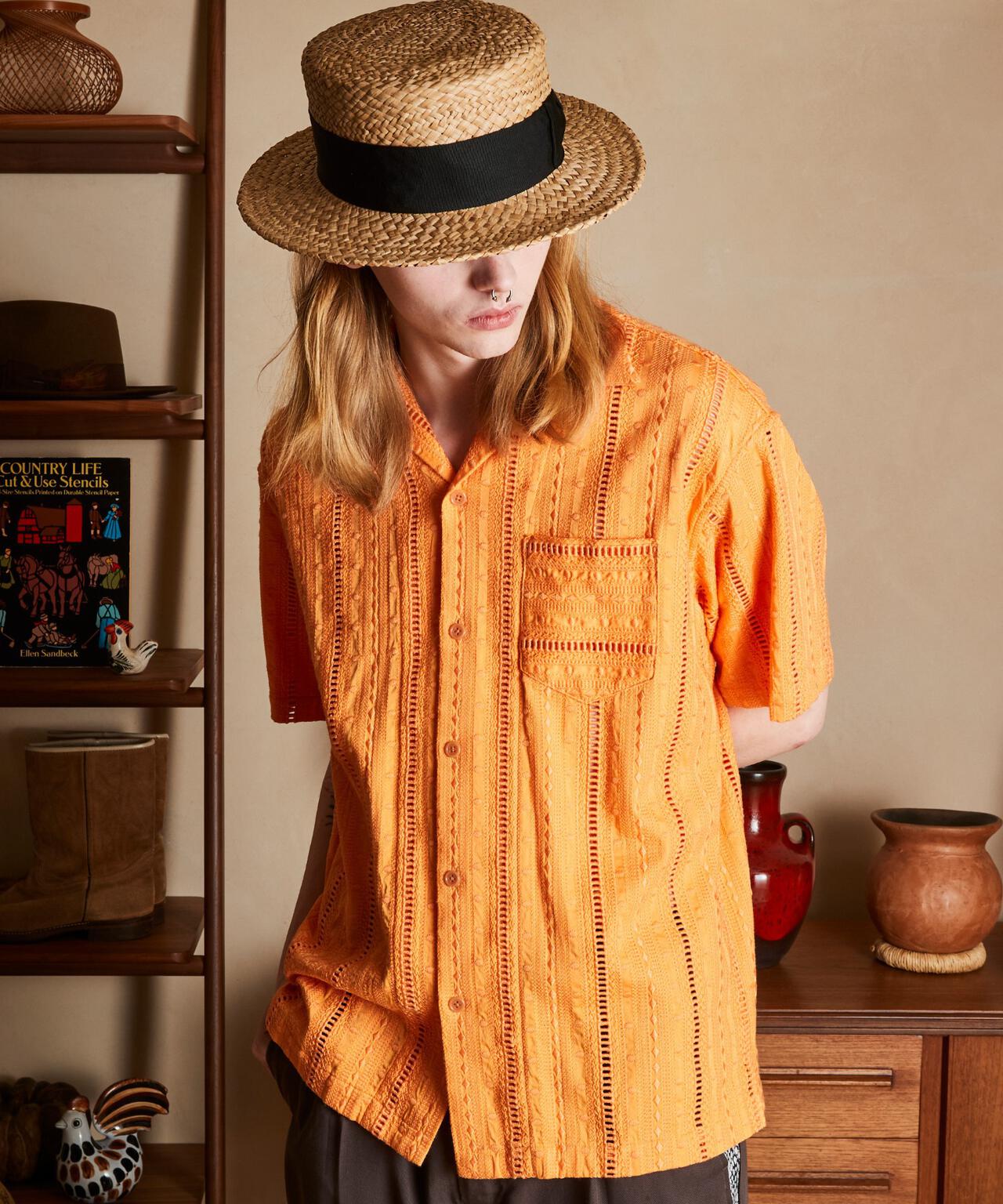 CR SHIRT EMBROIDERY/コットン レーヨン 刺繍シャツ