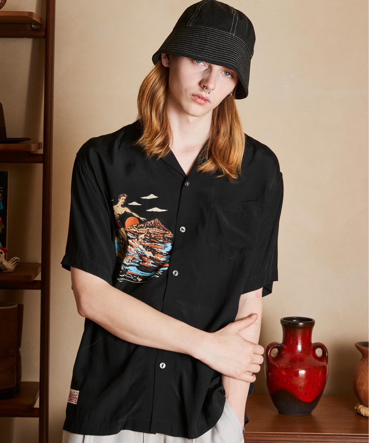 ×PJ/×パイナップルジュース/RAYON SHIRT BEACH/レーヨンシャツ ビーチ