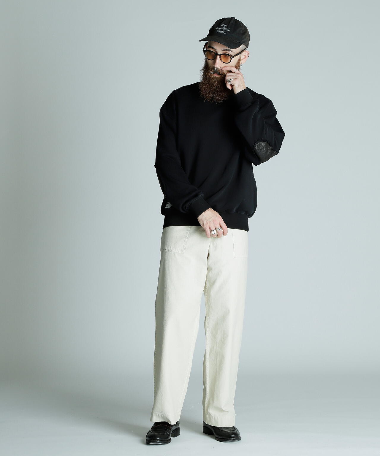 LEATHER ELBOW PATCH SWEAT/レザーエルボーパッチ スウェット