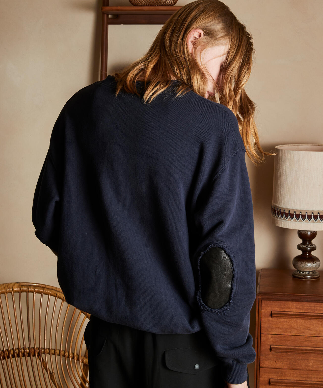 LEATHER ELBOW PATCH SWEAT/レザーエルボーパッチ スウェット