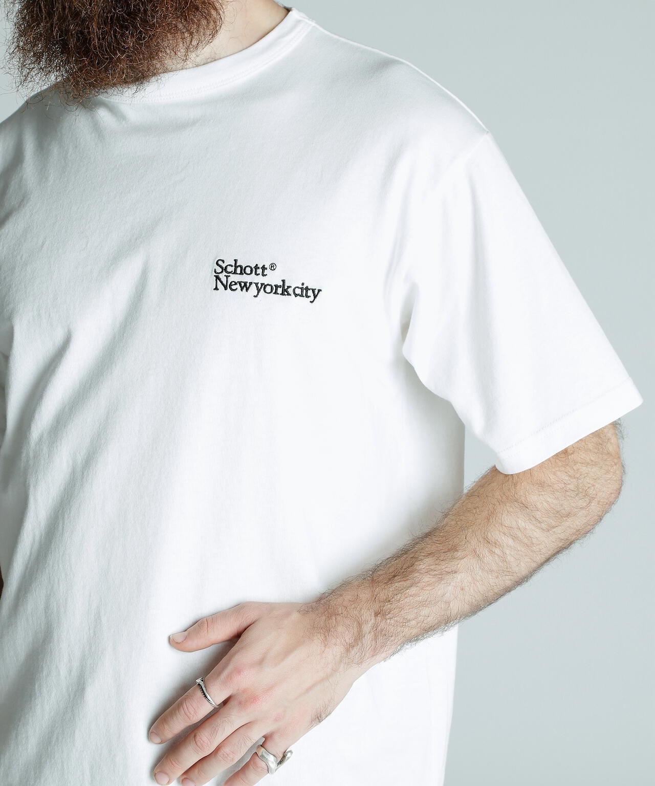 T-SHIRT EMB. Schott NYC/刺繍Tシャツ ショット ニューヨーク