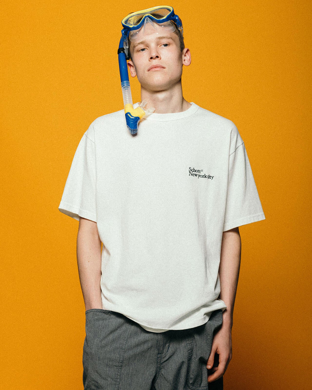 T-SHIRT EMB. Schott NYC/刺繍Tシャツ ショット ニューヨーク