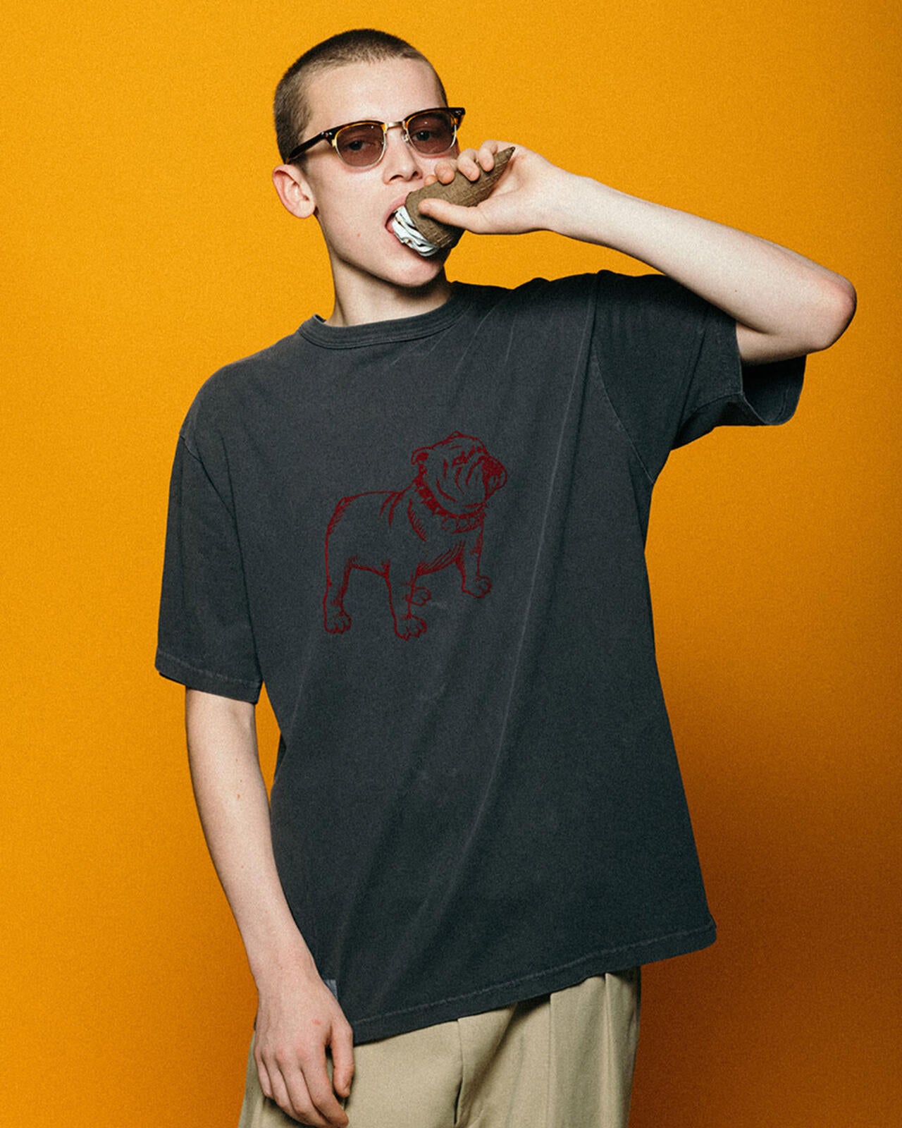 PIGMENT T-SHIRT FLOCKY BULLDOG/ピグメント Tシャツ フロッキーブルドッグ